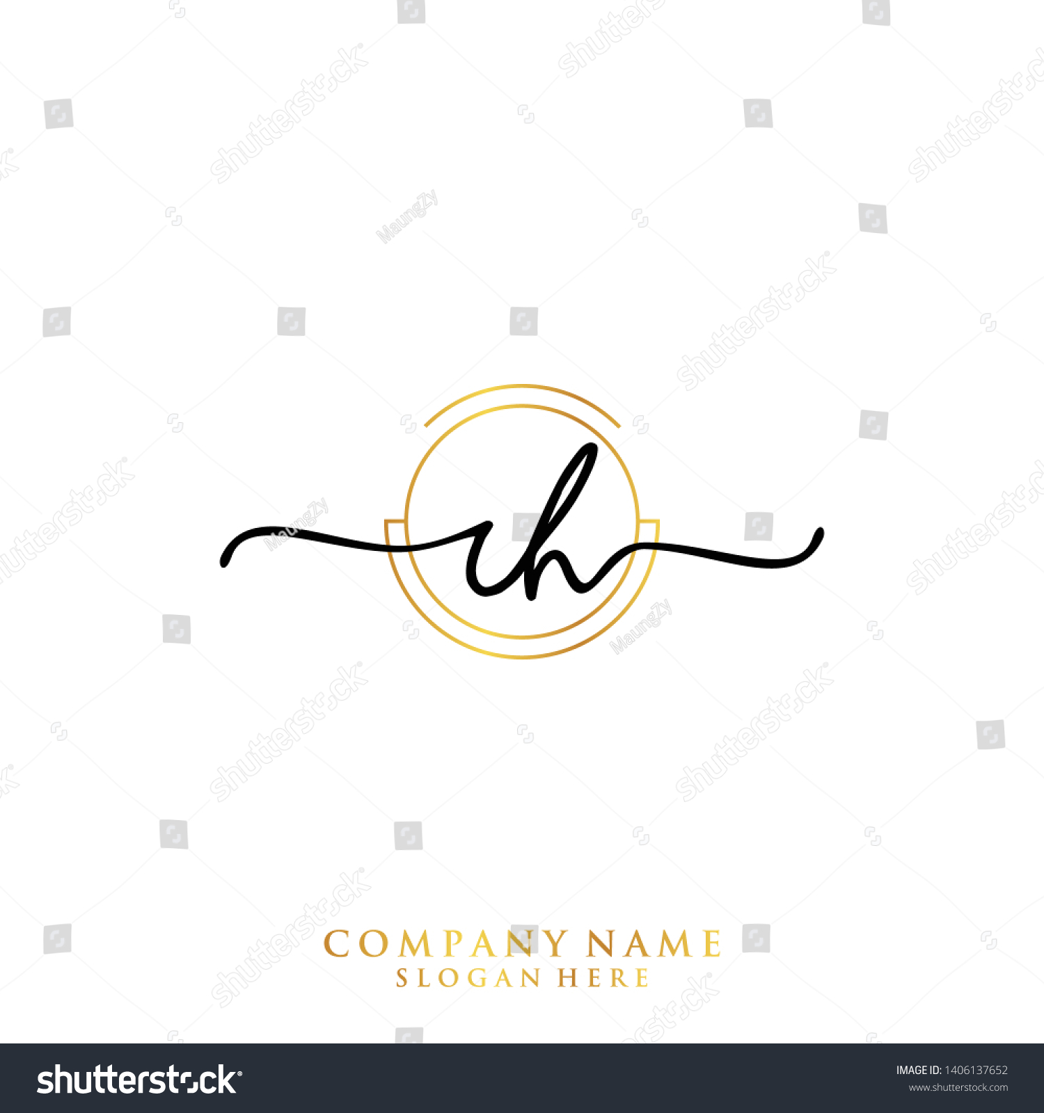 Rh Initial Handwriting Logo Template Stock Vector (Royalty Free ...