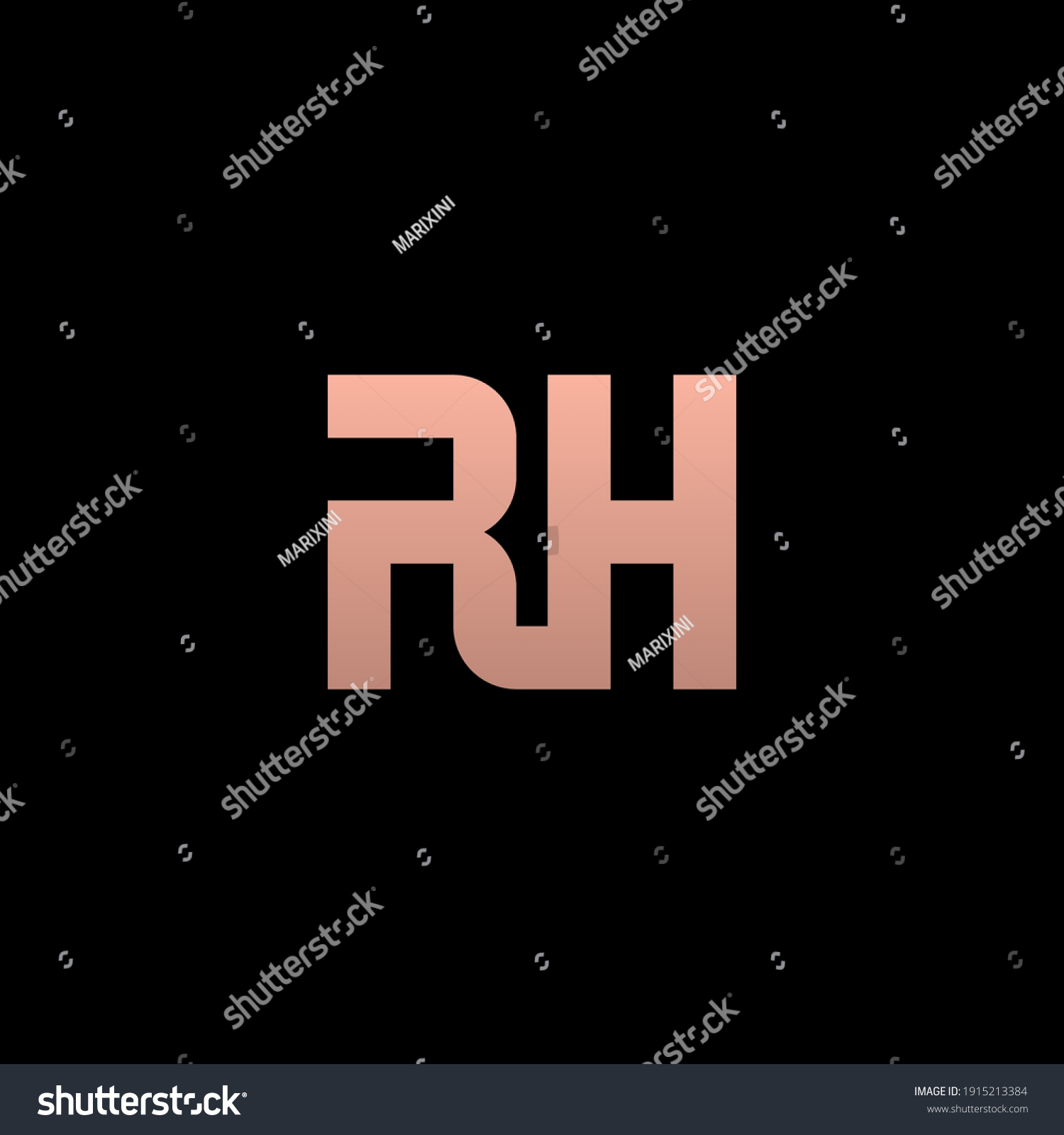 Rh Monogram Logo Gold Gradient Color Stock Vector (Royalty Free ...