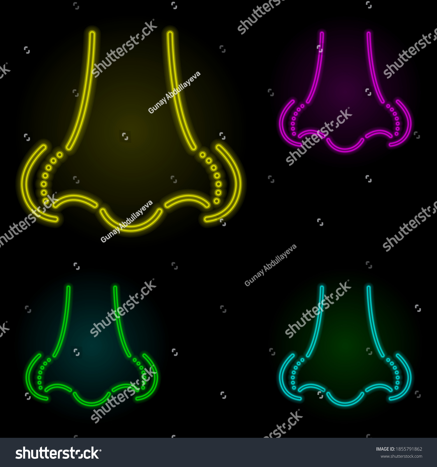 Rhinoplasty Nose Curve Neon Color Set Stock Vector Royalty Free 1855791862 Shutterstock 5412