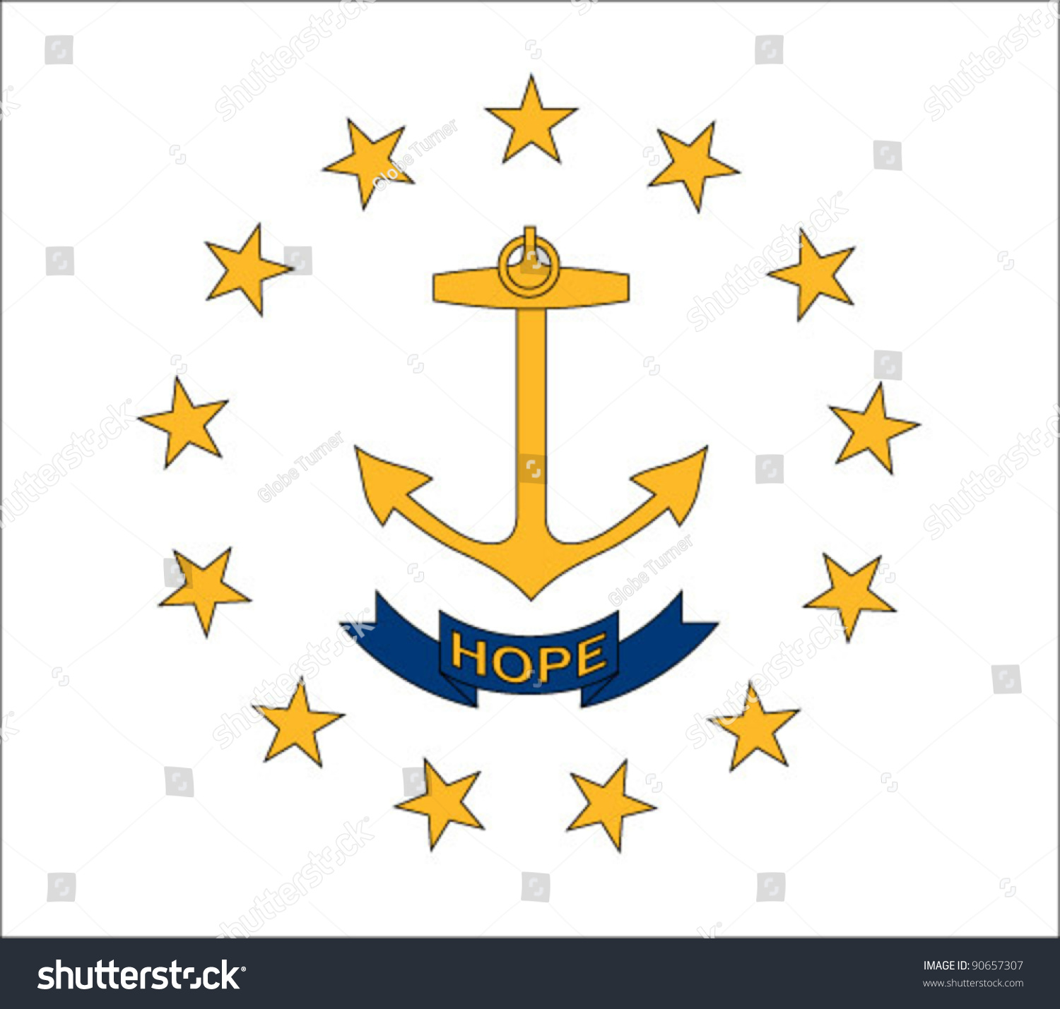 Rhode Island State Flag Stock Vector 90657307 Shutterstock