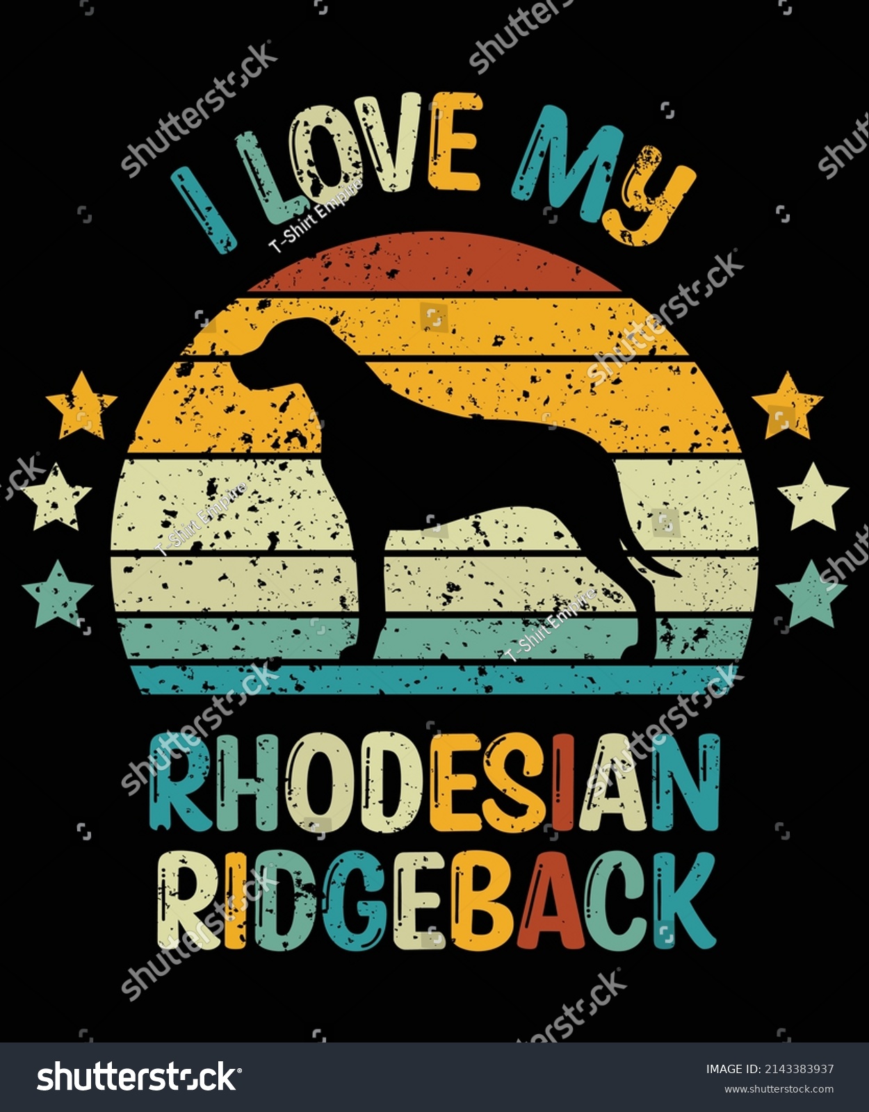 SVG of Rhodesian Ridgeback silhouette vintage and retro t-shirt design svg