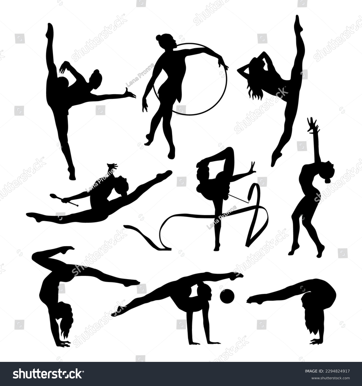 SVG of Rhythmic gymnastics silhouette women stencil templates svg
