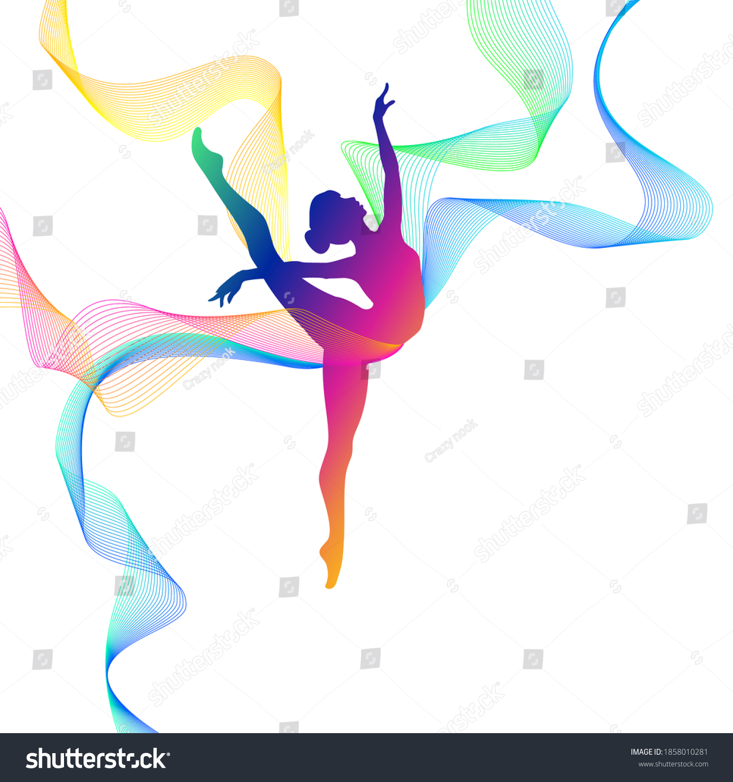 Gimnasia Rítmica Silueta Vectorial De Una Vector De Stock Libre De Regalías 1858010281 9825