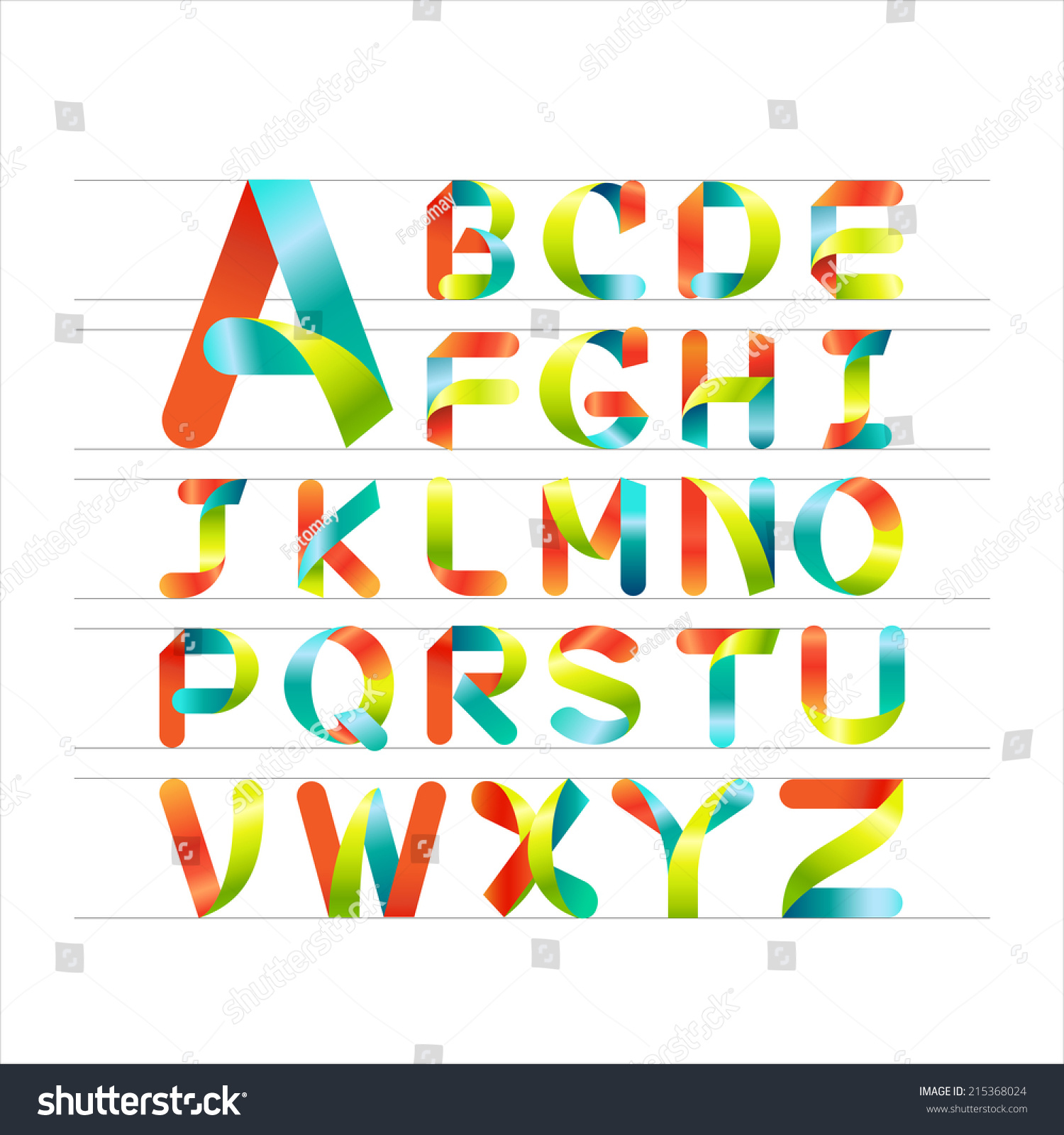 Ribbon Alphabet Colorful Font Capital Letter Stock Vector Royalty Free 215368024