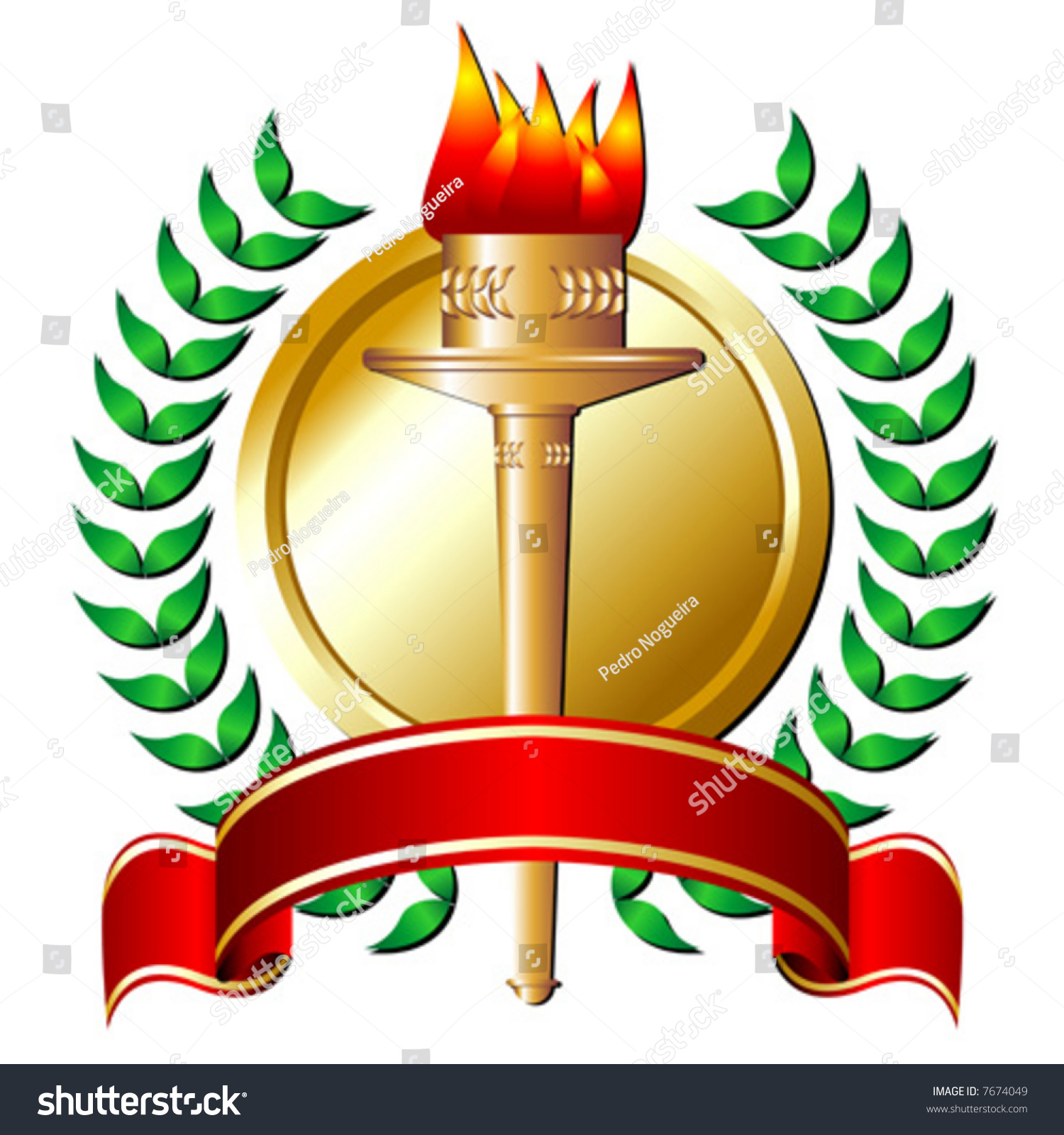 Ribbon Olympic Torch Ornamented Laurel Crown Stock Vector 7674049 ...