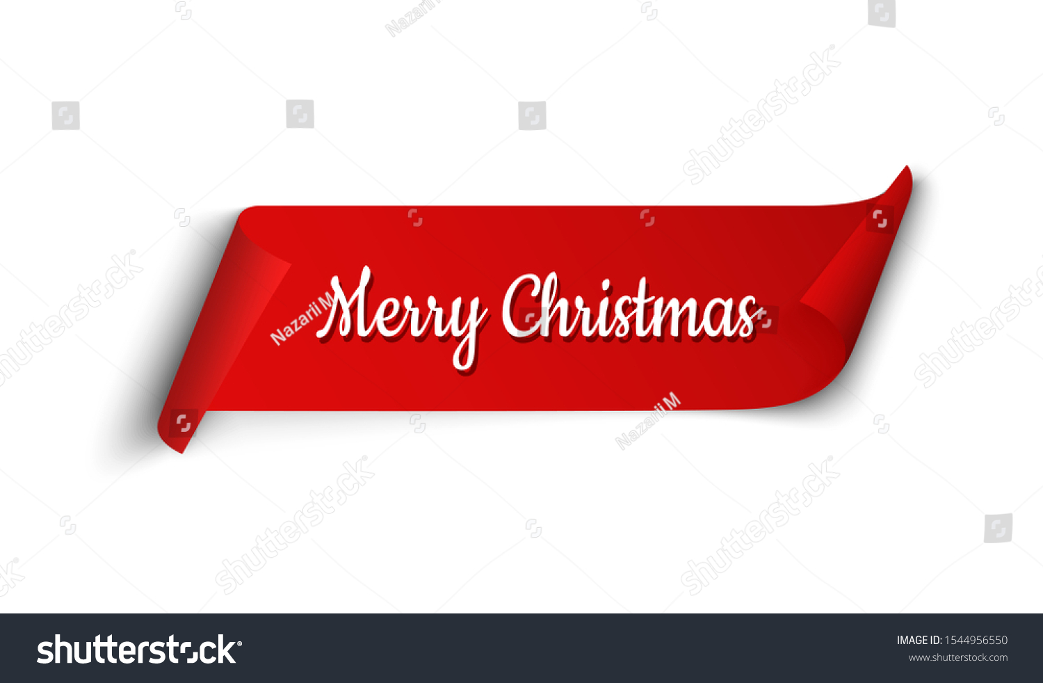 Ribbon Banner Merry Christmas Isolated Vector Stock Vector (Royalty ...