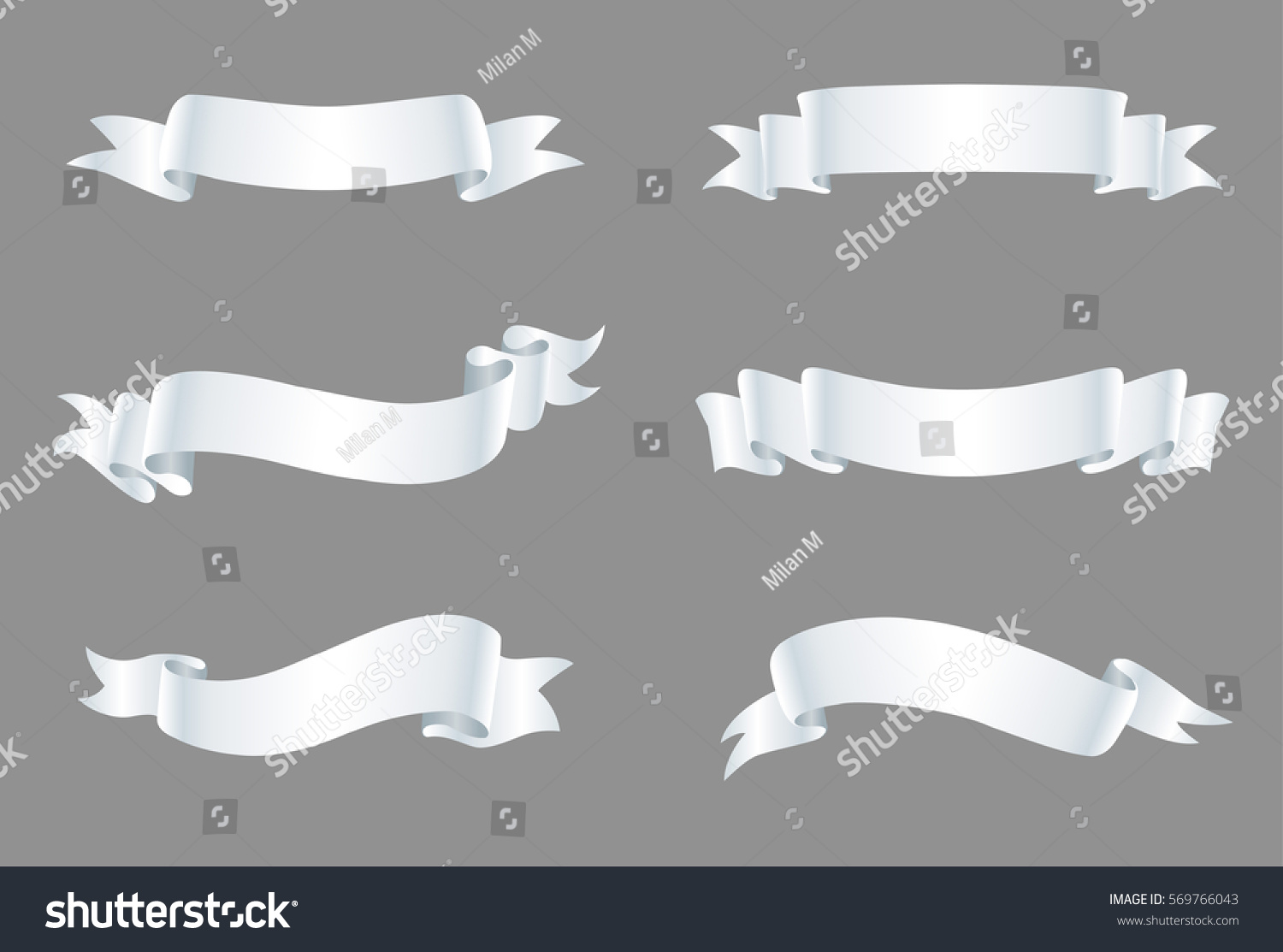 Ribbon Banner Set Vector White Ribbons Vector de stock libre de regalías Shutterstock