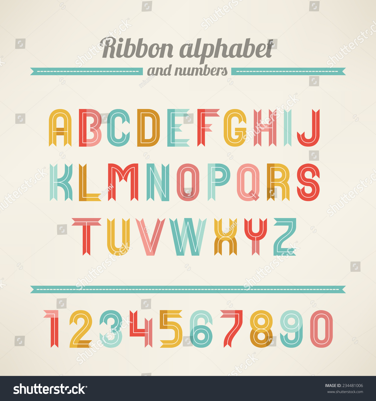 Ribbon Latin Alphabet Numbers A B Stock Vector 234481006 - Shutterstock