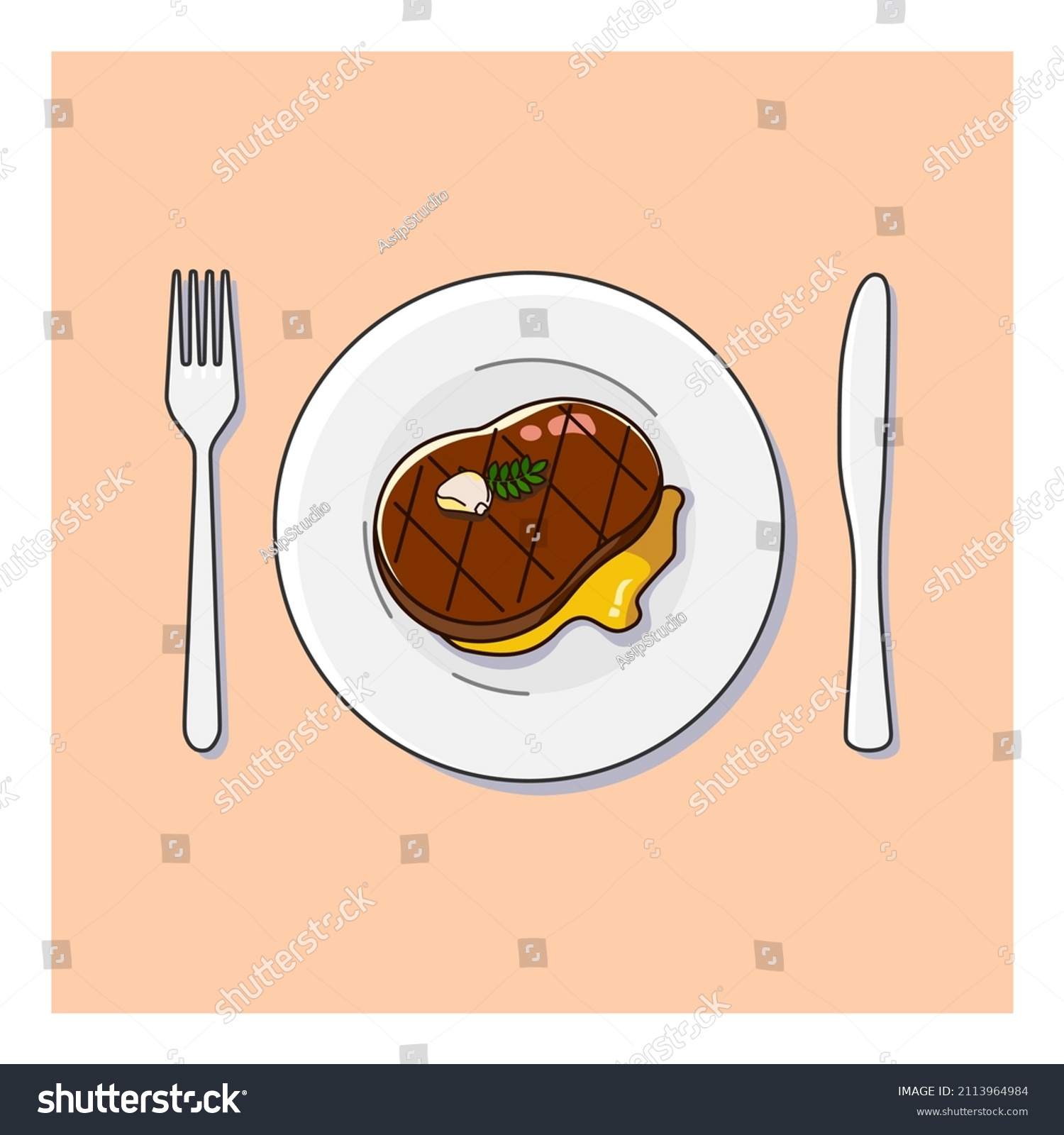 Ribeye Steak Illustration Vector Art Food Stock Vector Royalty Free 2113964984 Shutterstock 