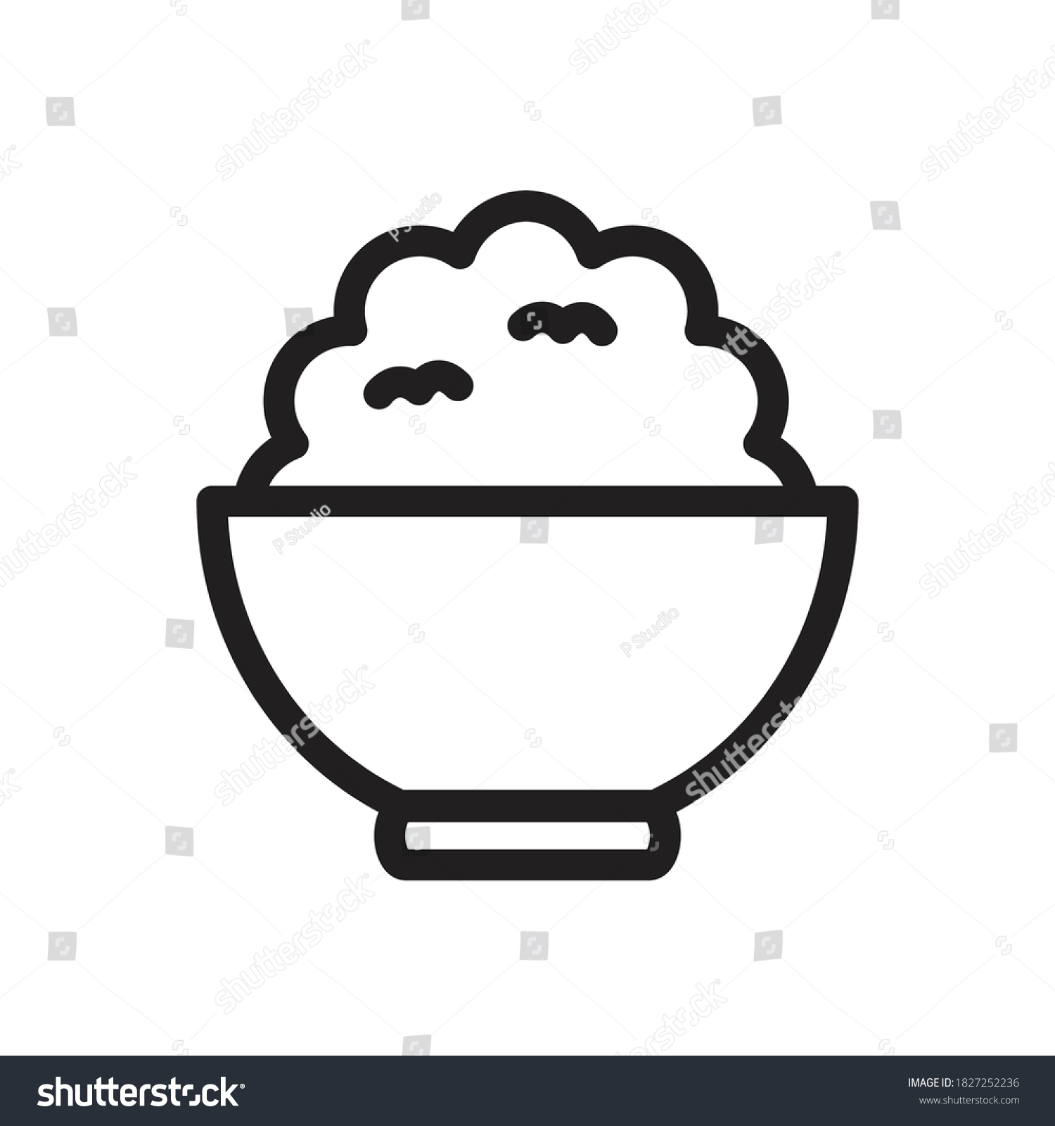 Rice Bowl Outline Icon Vector Graphic Stock Vector (Royalty Free ...