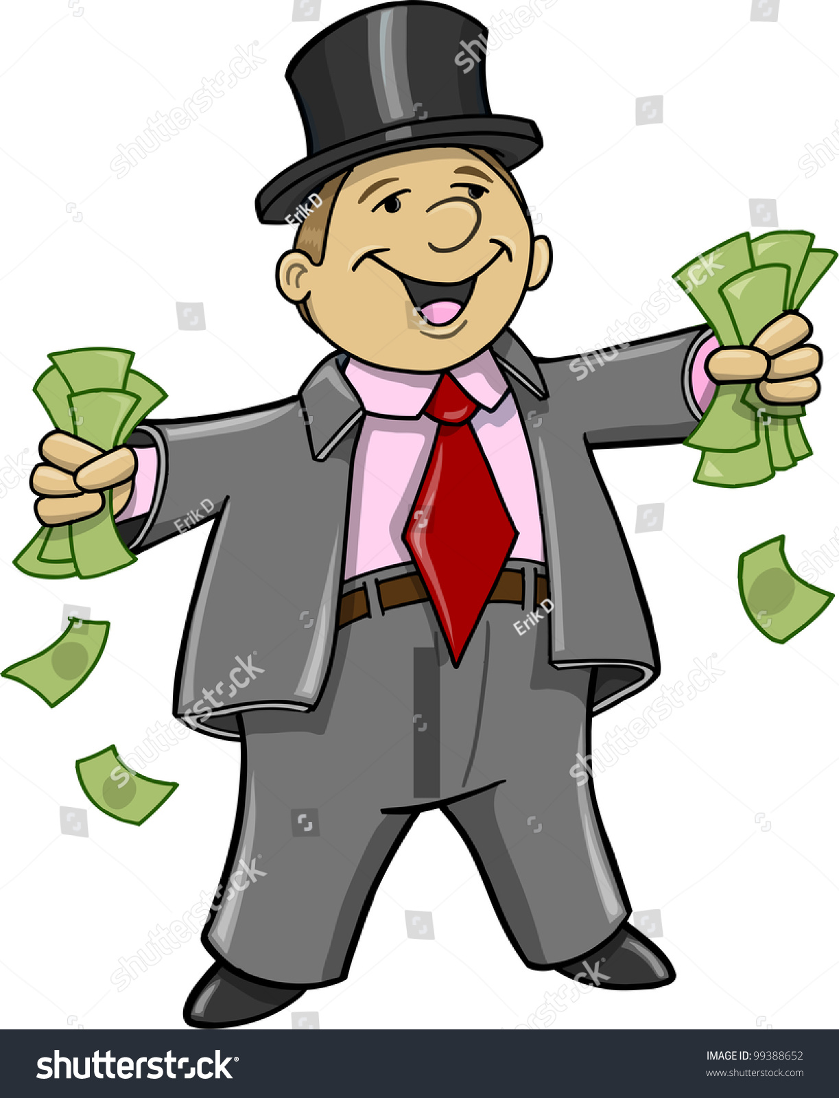 Rich Business Man Money Vector Illustration Stock Vector Royalty Free