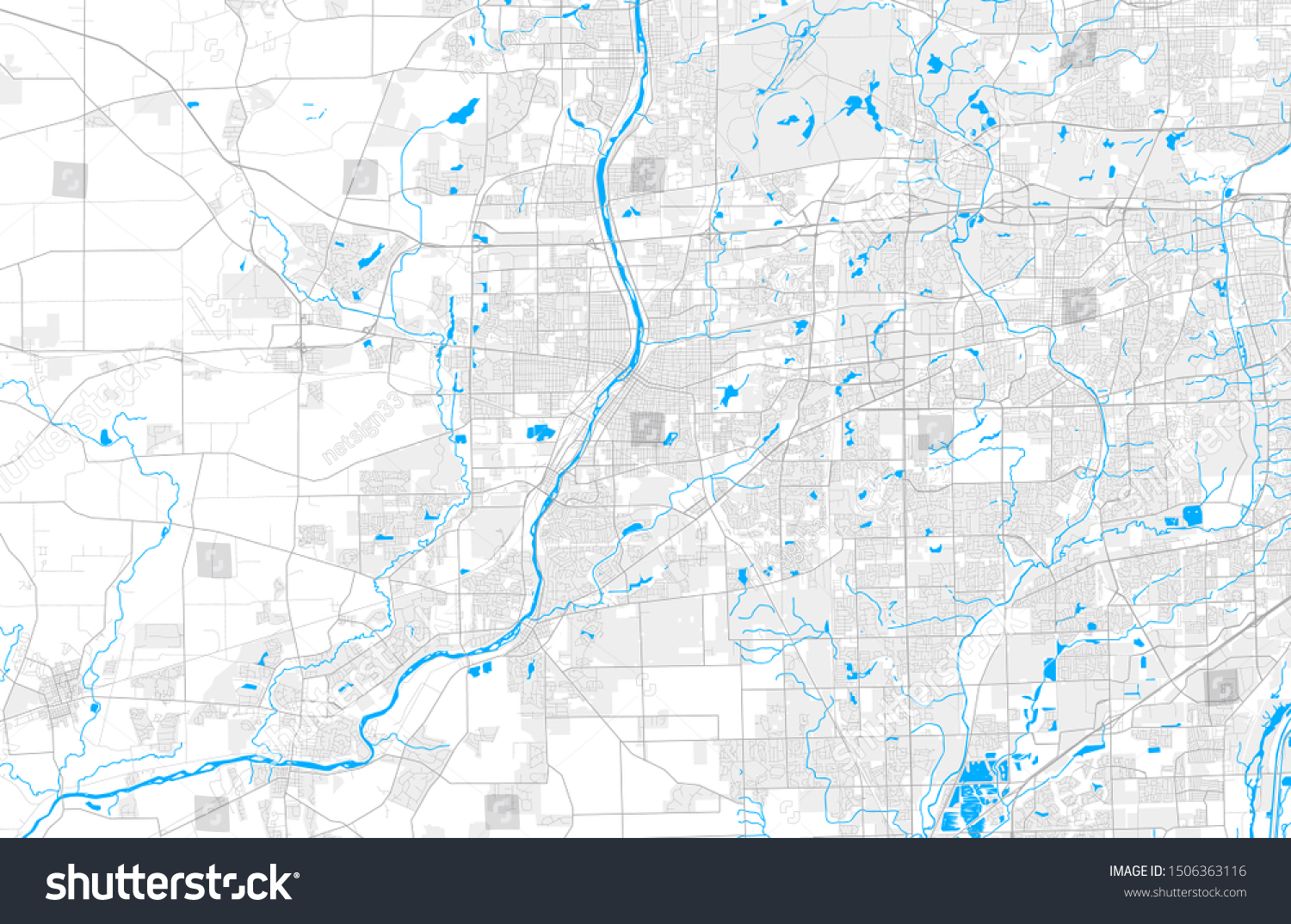 SVG of Rich detailed vector area map of Aurora, Illinois, USA. Map template for home decor. svg