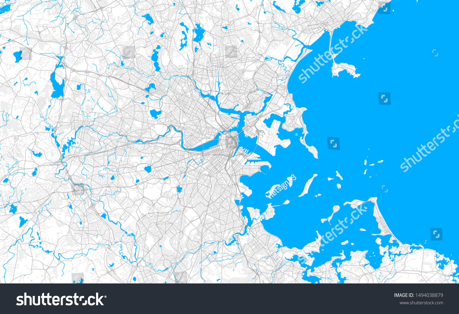 SVG of Rich detailed vector area map of Boston, Massachusetts, U.S.A.. Map template for home decor. svg