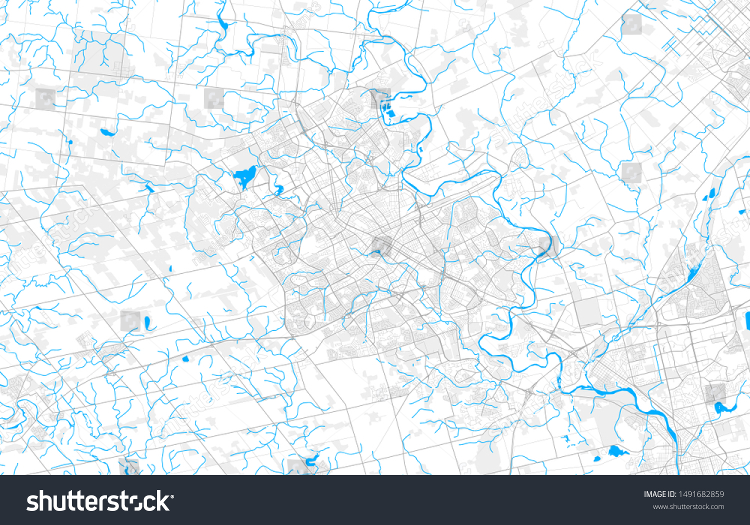 Rich Detailed Vector Area Map Kitchener   Stock Vector Rich Detailed Vector Area Map Of Kitchener Ontario Canada Map Template For Home Decor 1491682859 