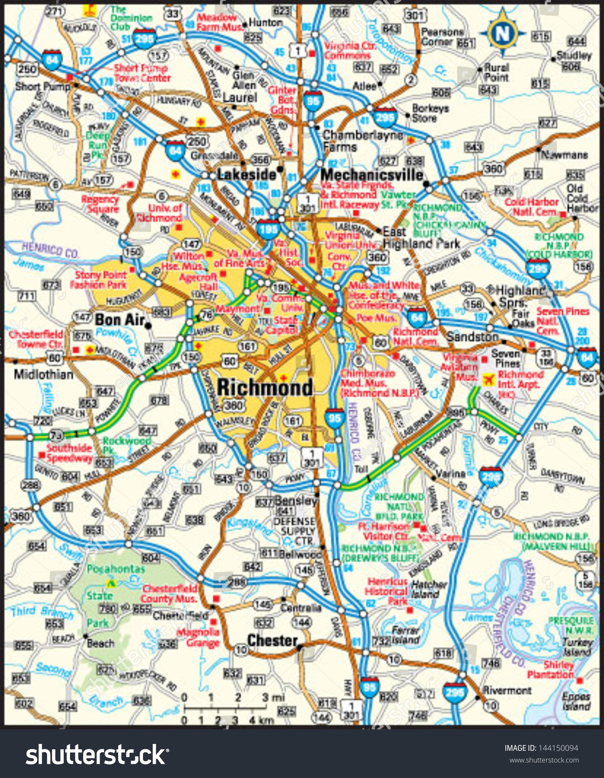 map of richmond va area Richmond Virginia Area Map Stock Vector Royalty Free 144150094 map of richmond va area