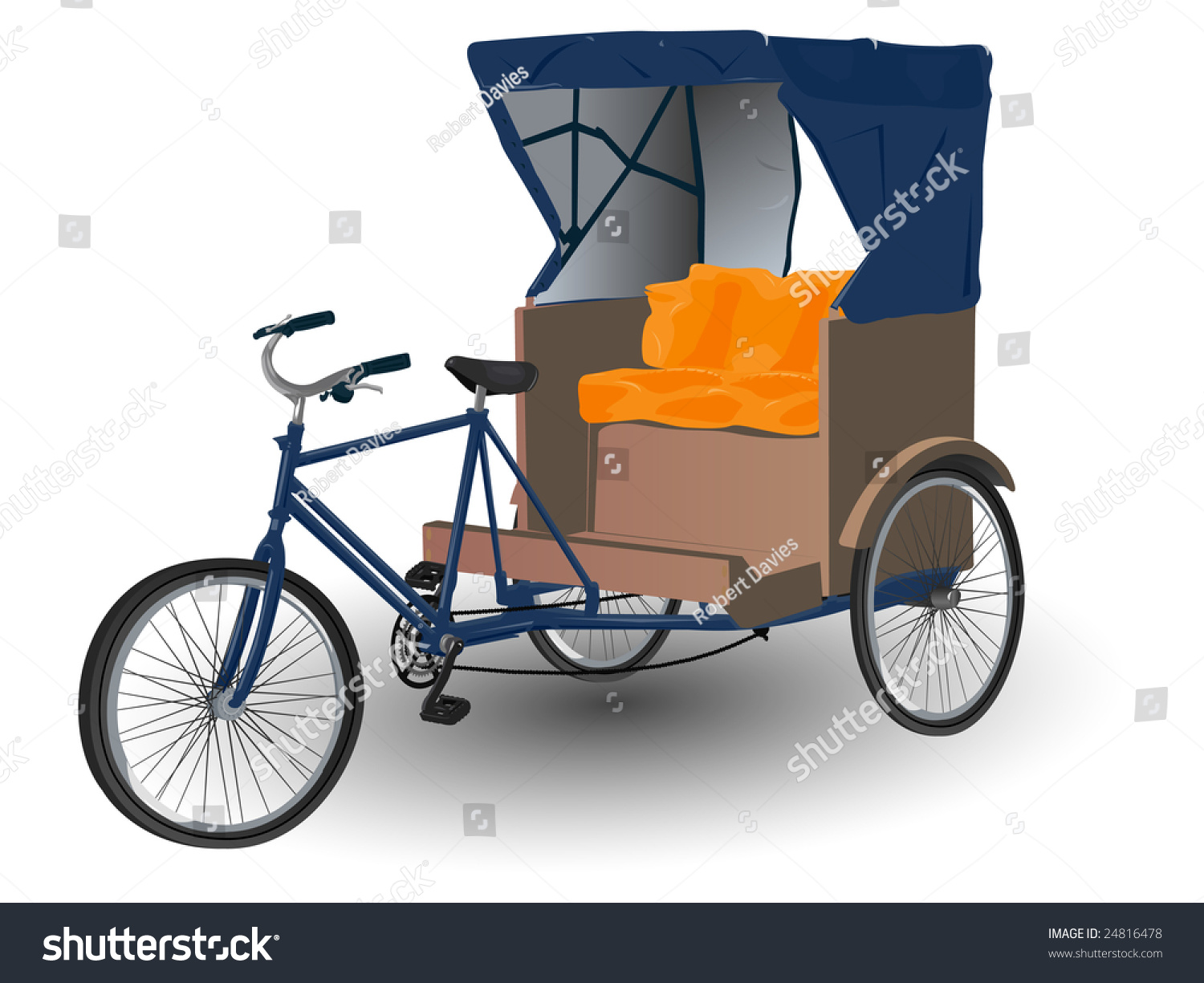 Rickshaw Pulled By Bicycle Illustration - 24816478 : Shutterstock