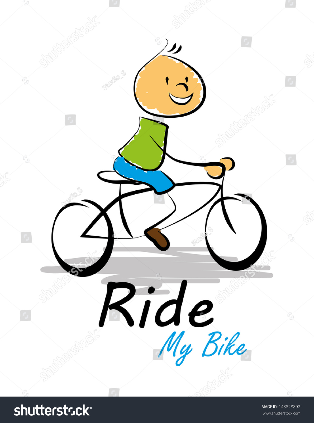 Ride My Bike Over White Background Stock Vector Royalty Free