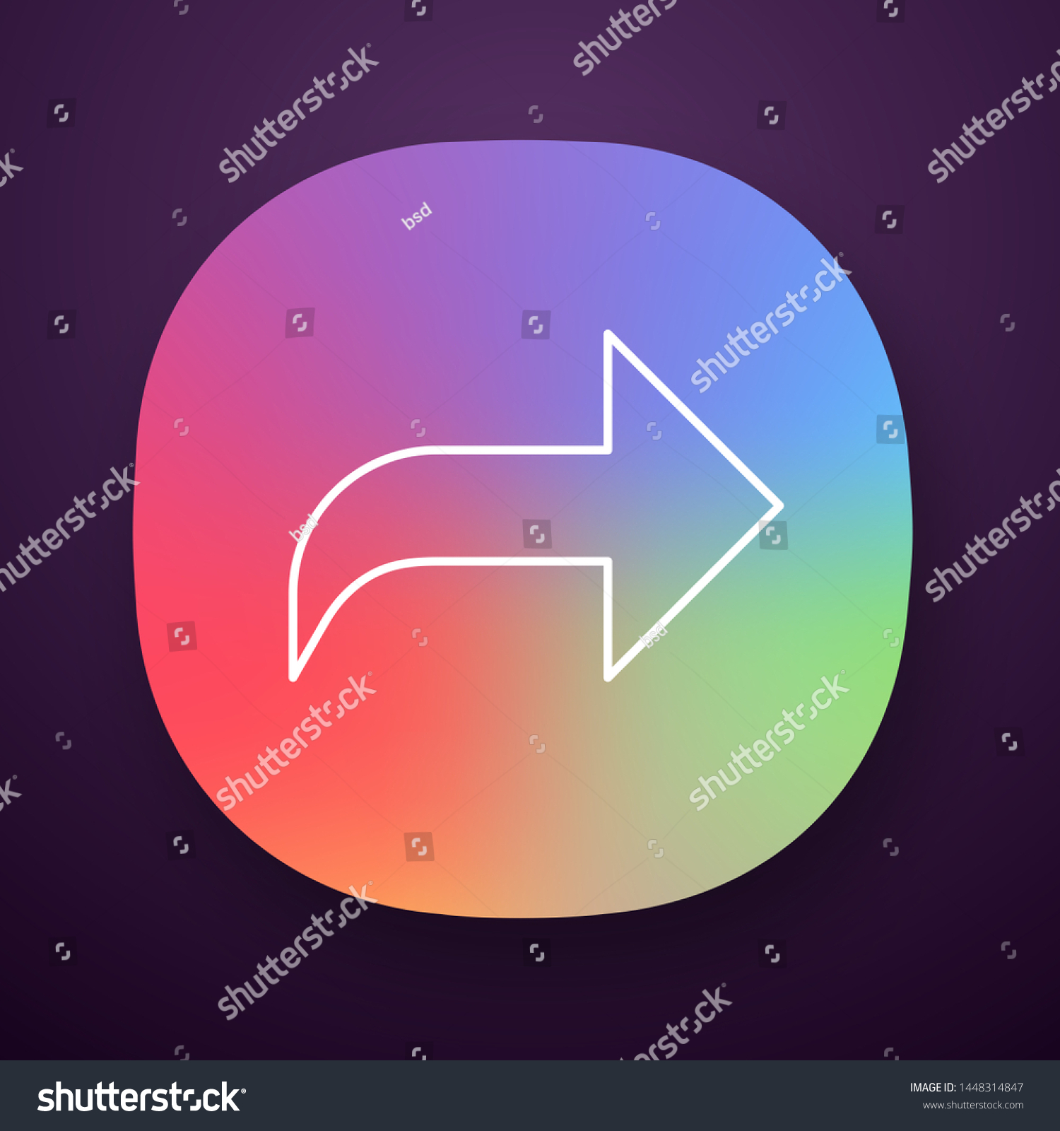 Right Curved Arrow App Icon Direction Stock Vector Royalty Free 1448314847 Shutterstock 8366