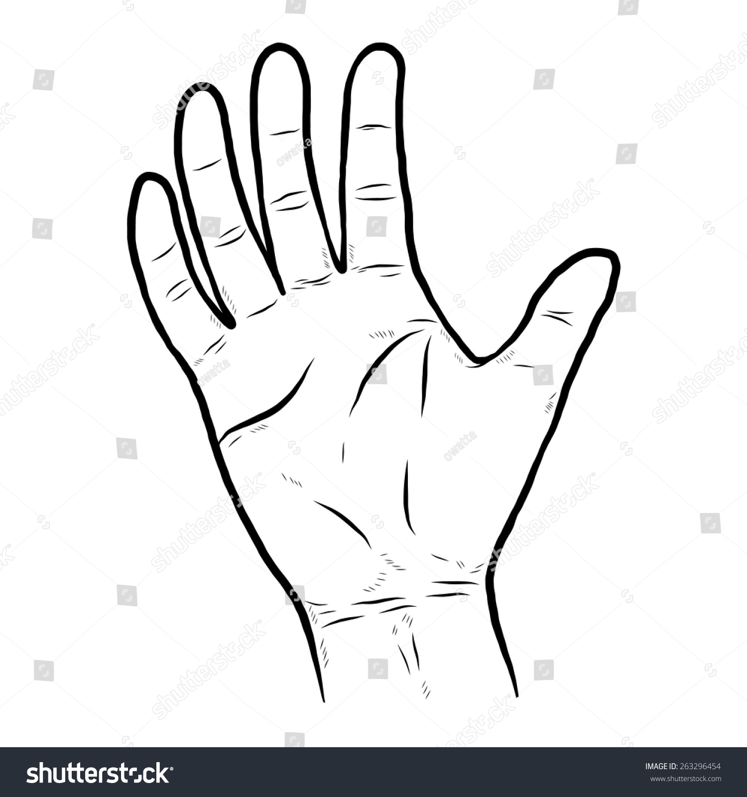 Right Hand Cartoon Vector Illustration Black Stock Vector 263296454 ...