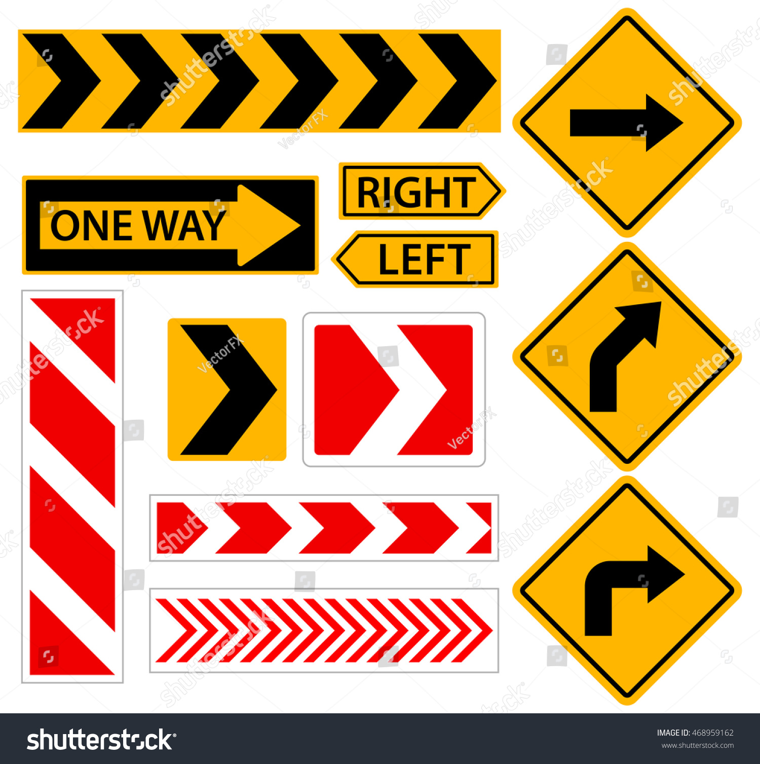 right turn road sign arrow set stock vector royalty free 468959162