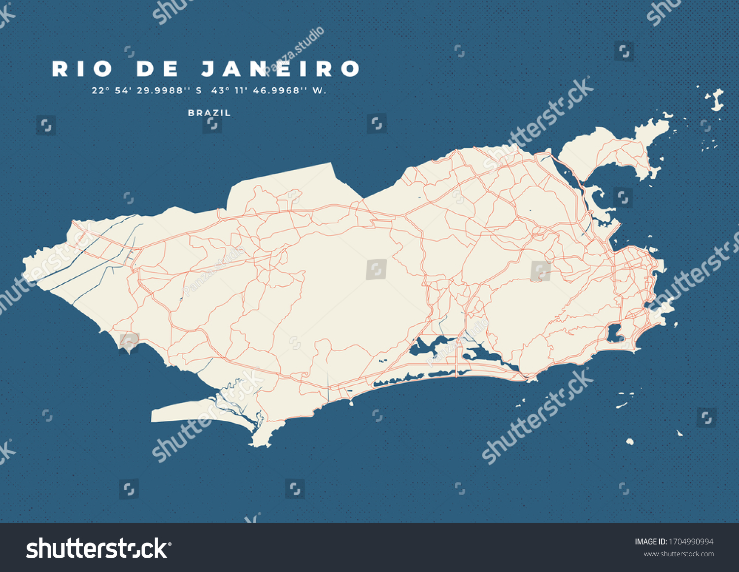 Rio De Janeiro City Map Road Stock Vector Royalty Free