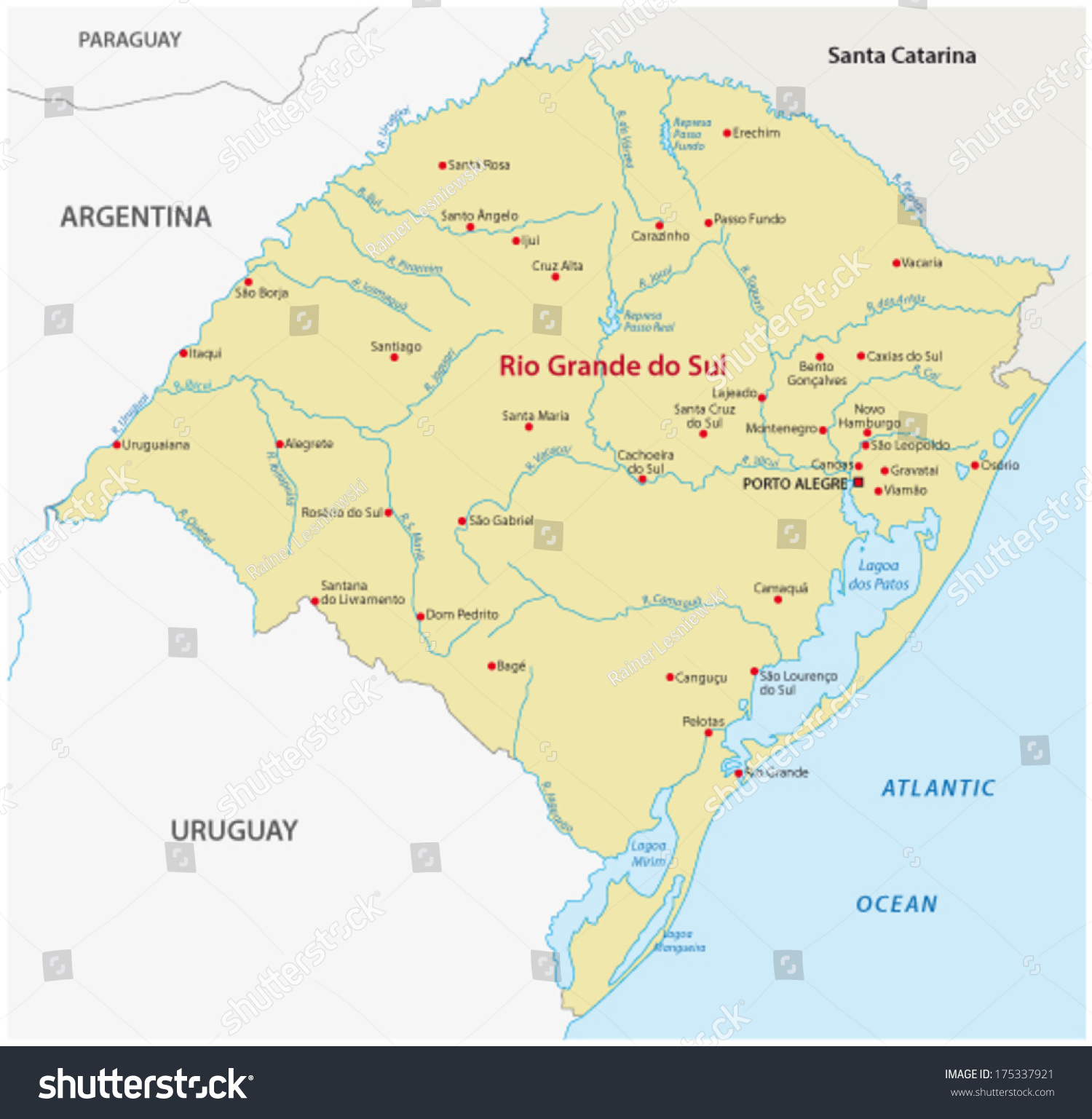 Rio Grande Do Sul Map Stock Vector Royalty Free