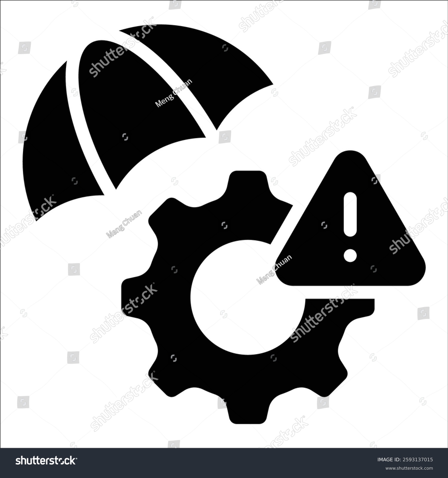 black gear, parachute, warning sign icon clip art preview