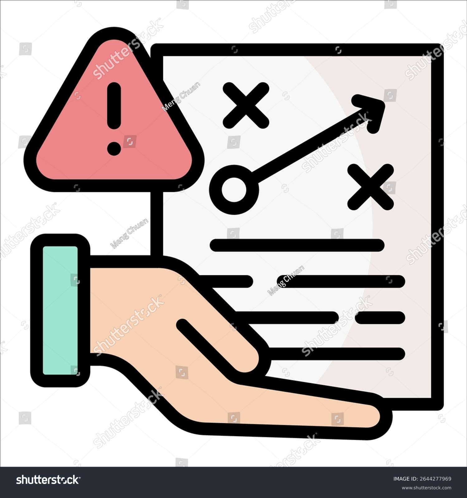 warning sign and hand holding plan clip art preview