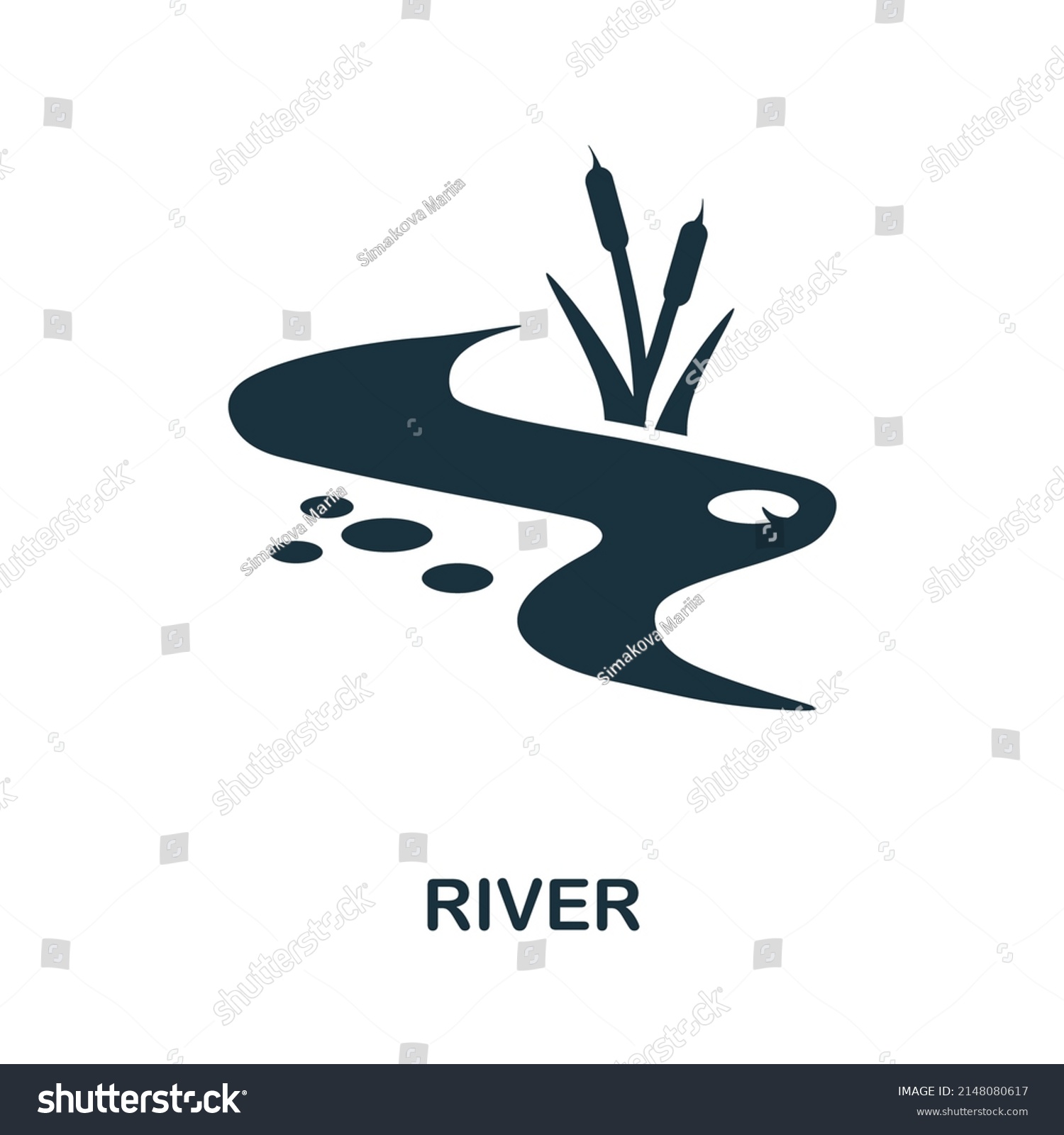 River Icon Monochrome Simple River Icon Stock Vector (Royalty Free ...