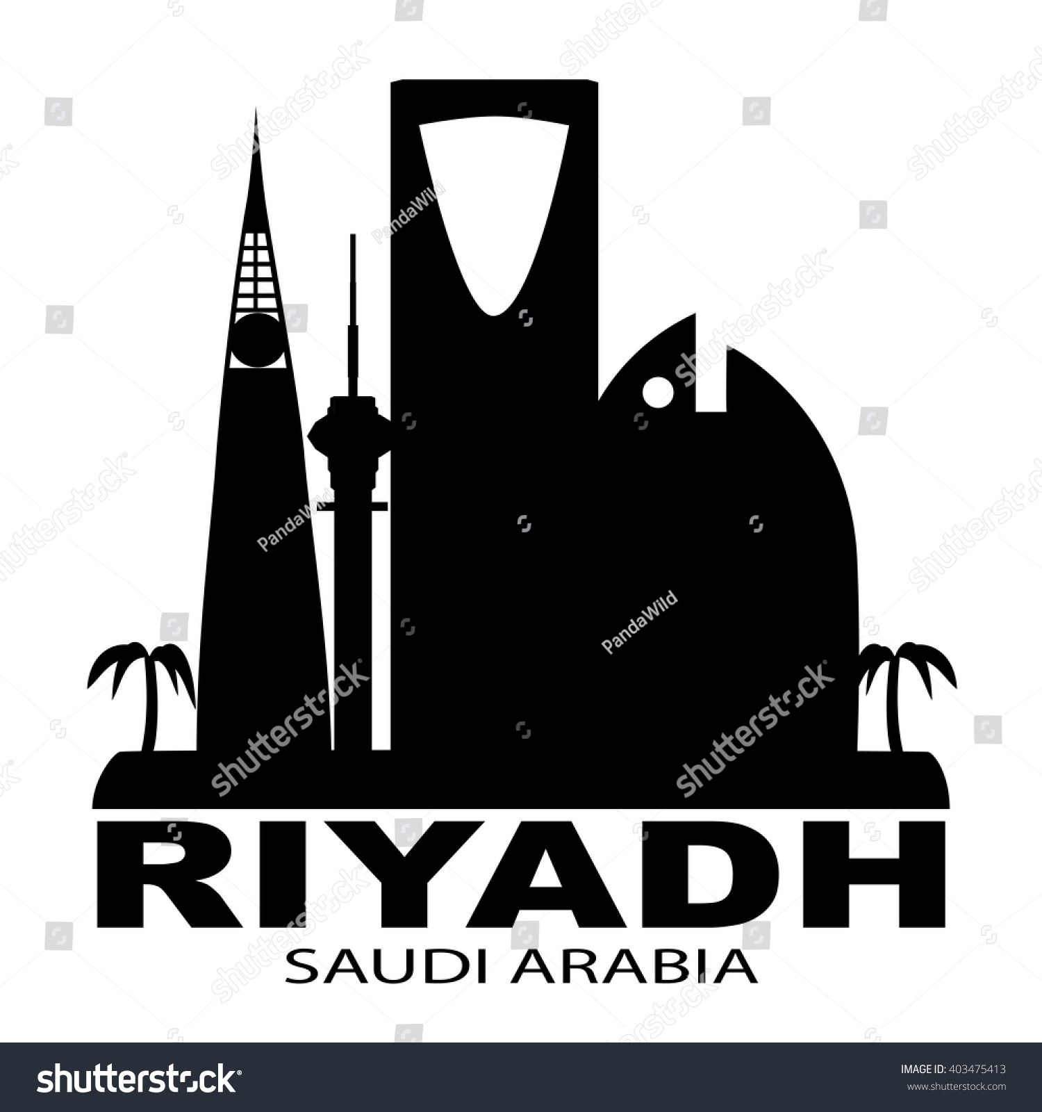 Riyadh Saudi Arabia Skyline Silhouette Stock Vector (Royalty Free ...