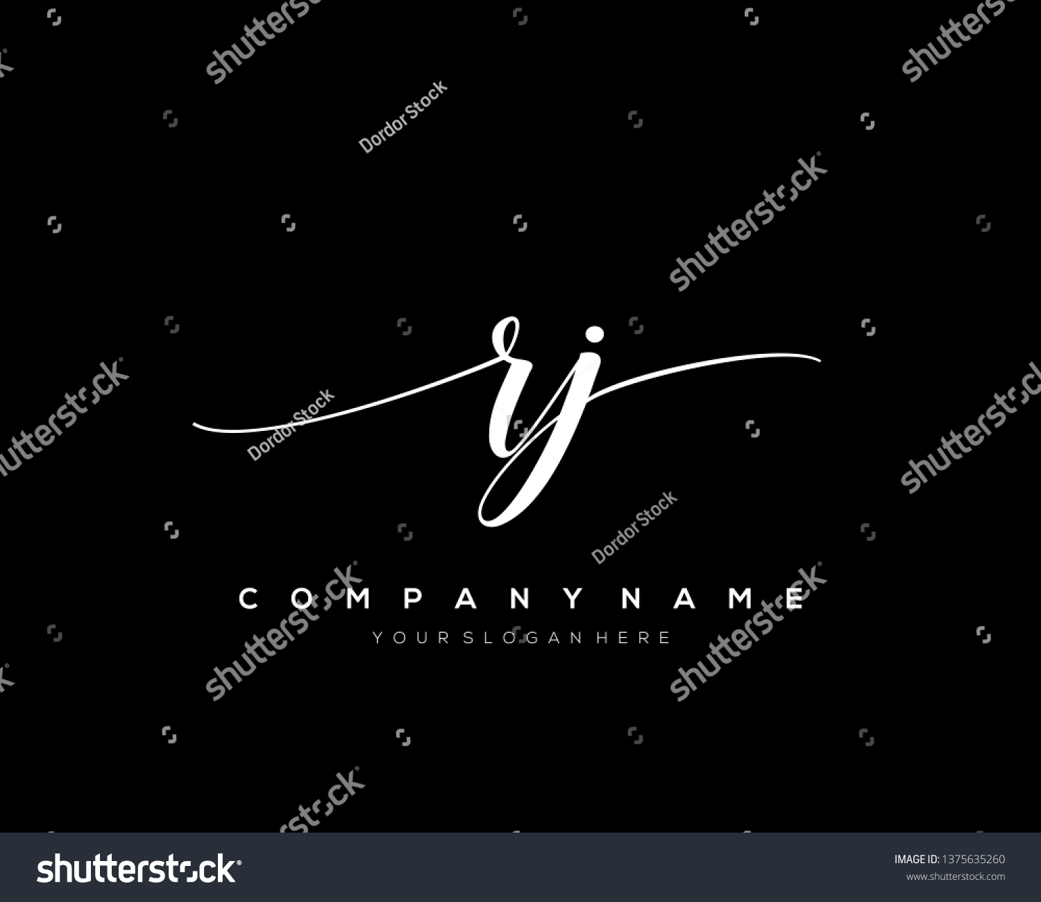 Rj Handwriting Initial Logo Vector Stock Vector (Royalty Free) 1375635260