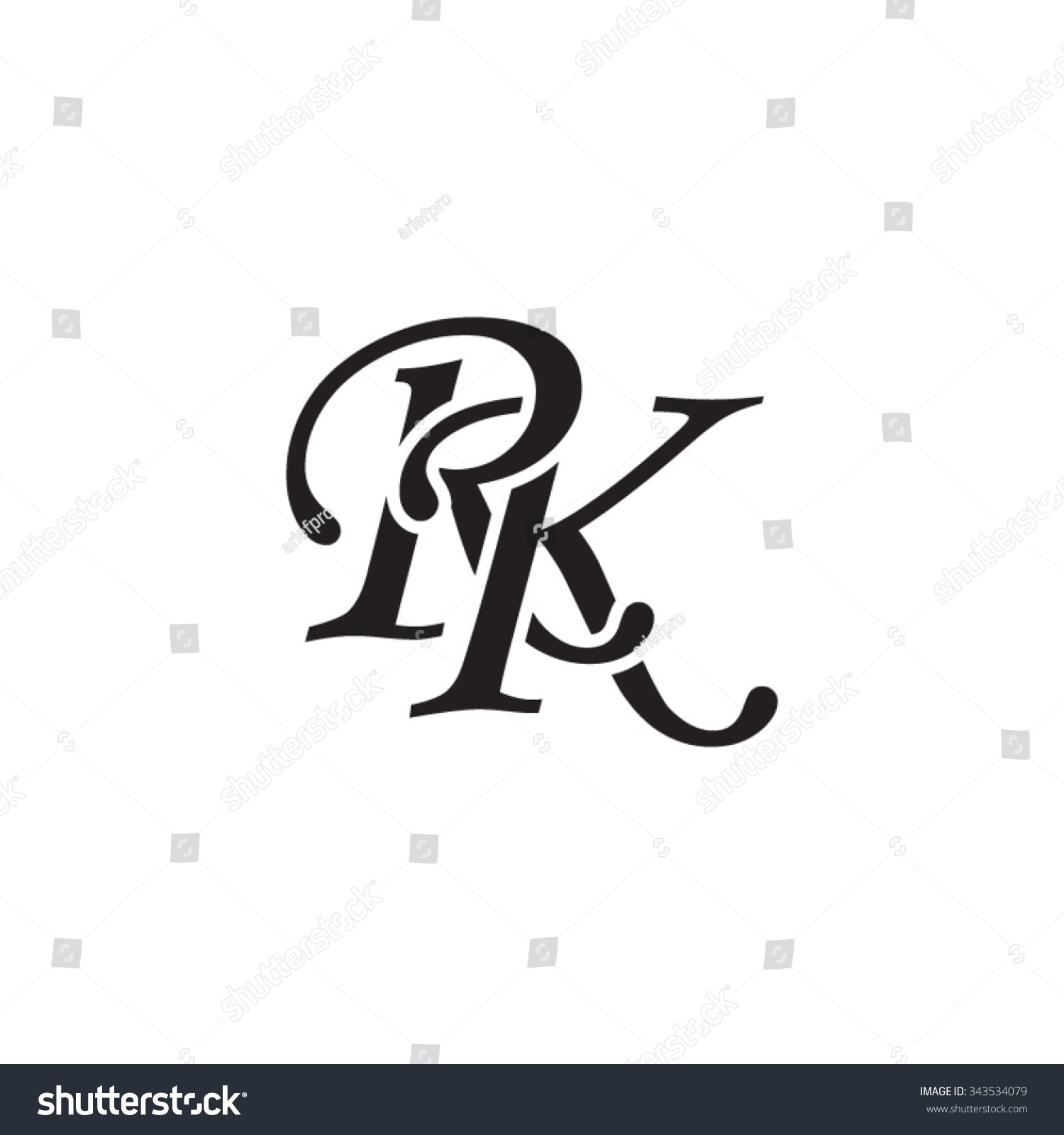 Rk Initial Monogram Logo Stock Vector 343534079 : Shutterstock