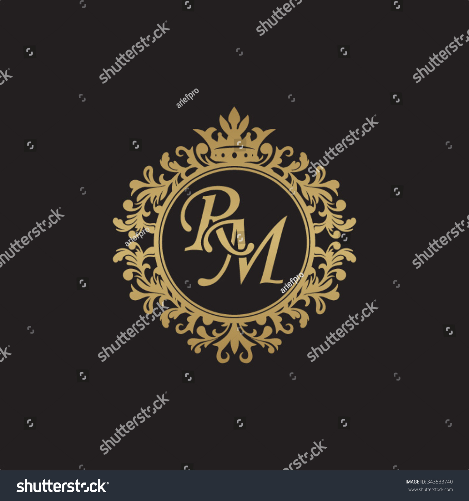 Rm Initial Luxury Ornament Monogram Logo Stock Vector Illustration ...