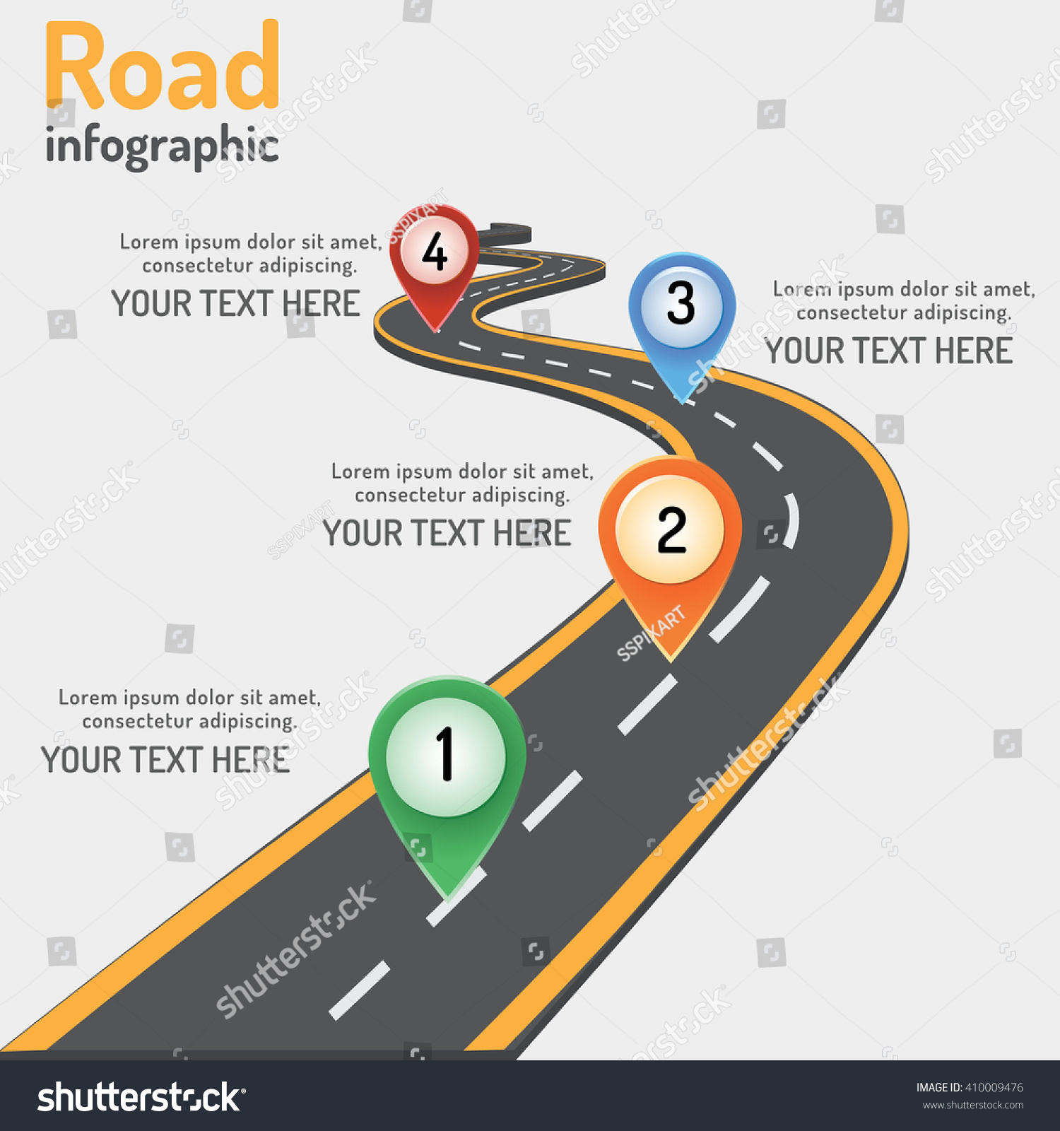 Road Infographic Colorful Pin Pointer Vector Stock Vector (Royalty Free ...