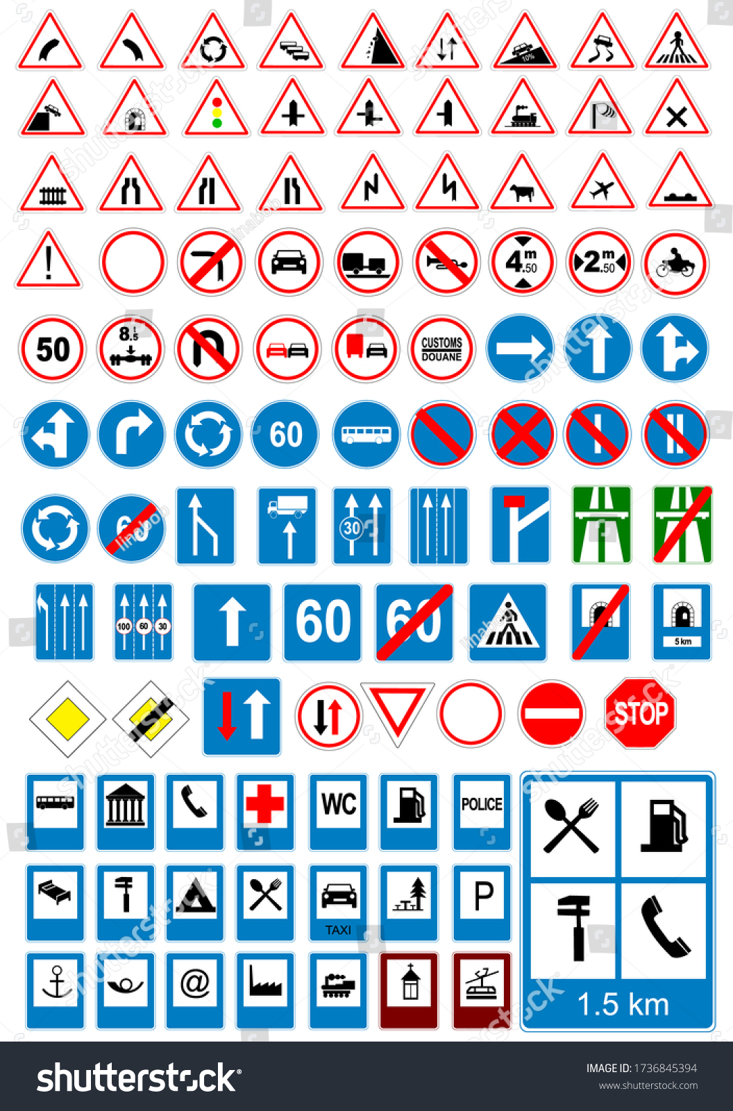 Road Sign Icons Traffic Signs Vector Stock Vector (Royalty Free ...