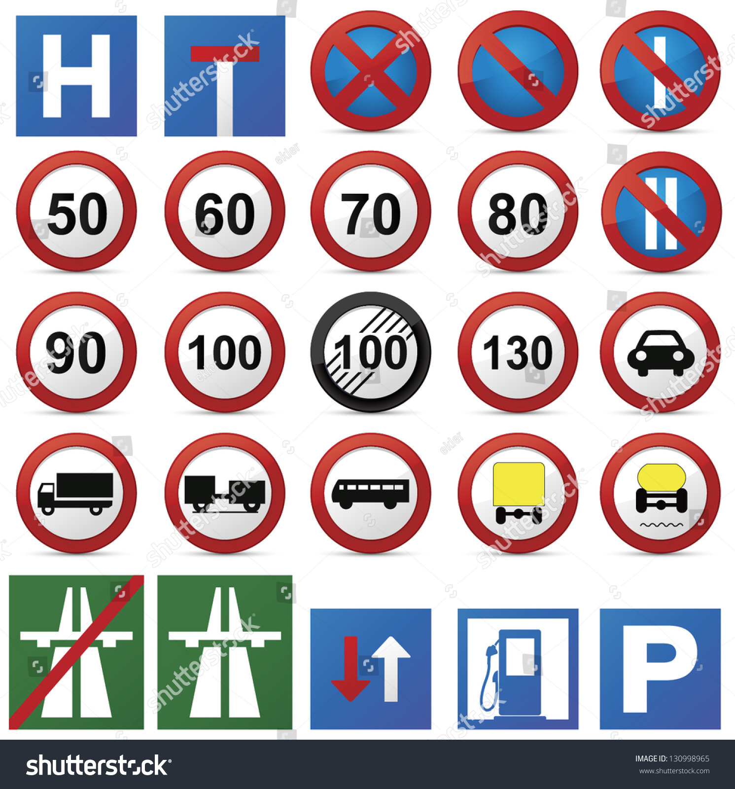 Road Sign Set.Vector - 130998965 : Shutterstock