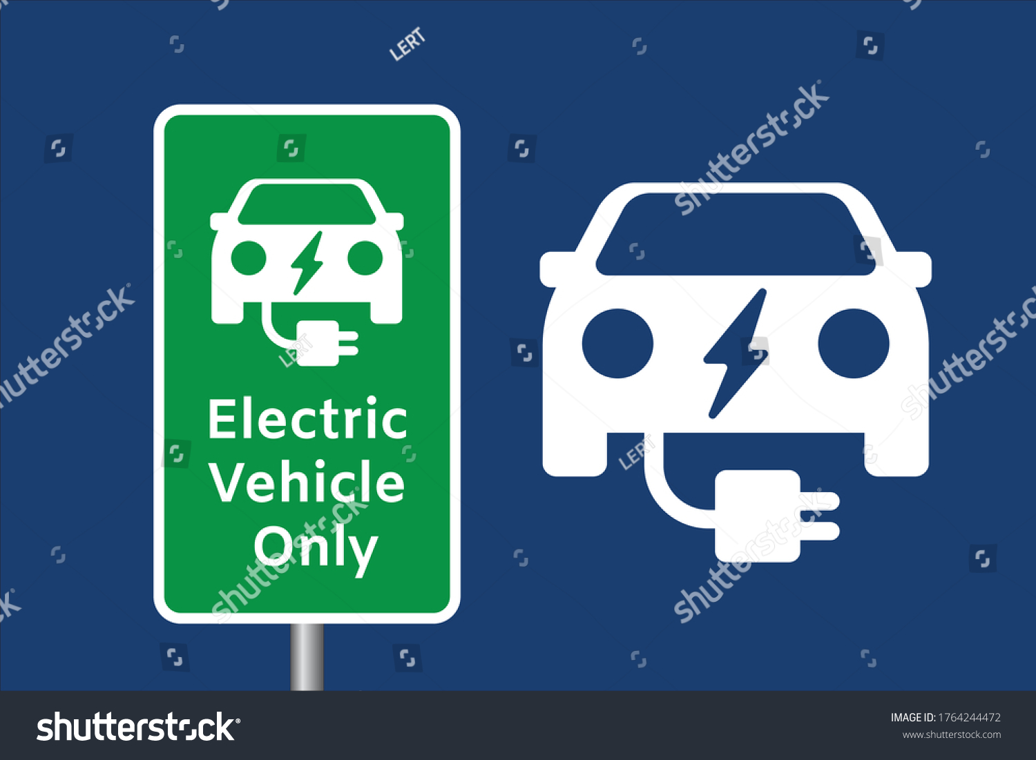 SVG of Road sign template of Electric Vehicle Only with Electric Vehicle vector icon illustration. flat design svg