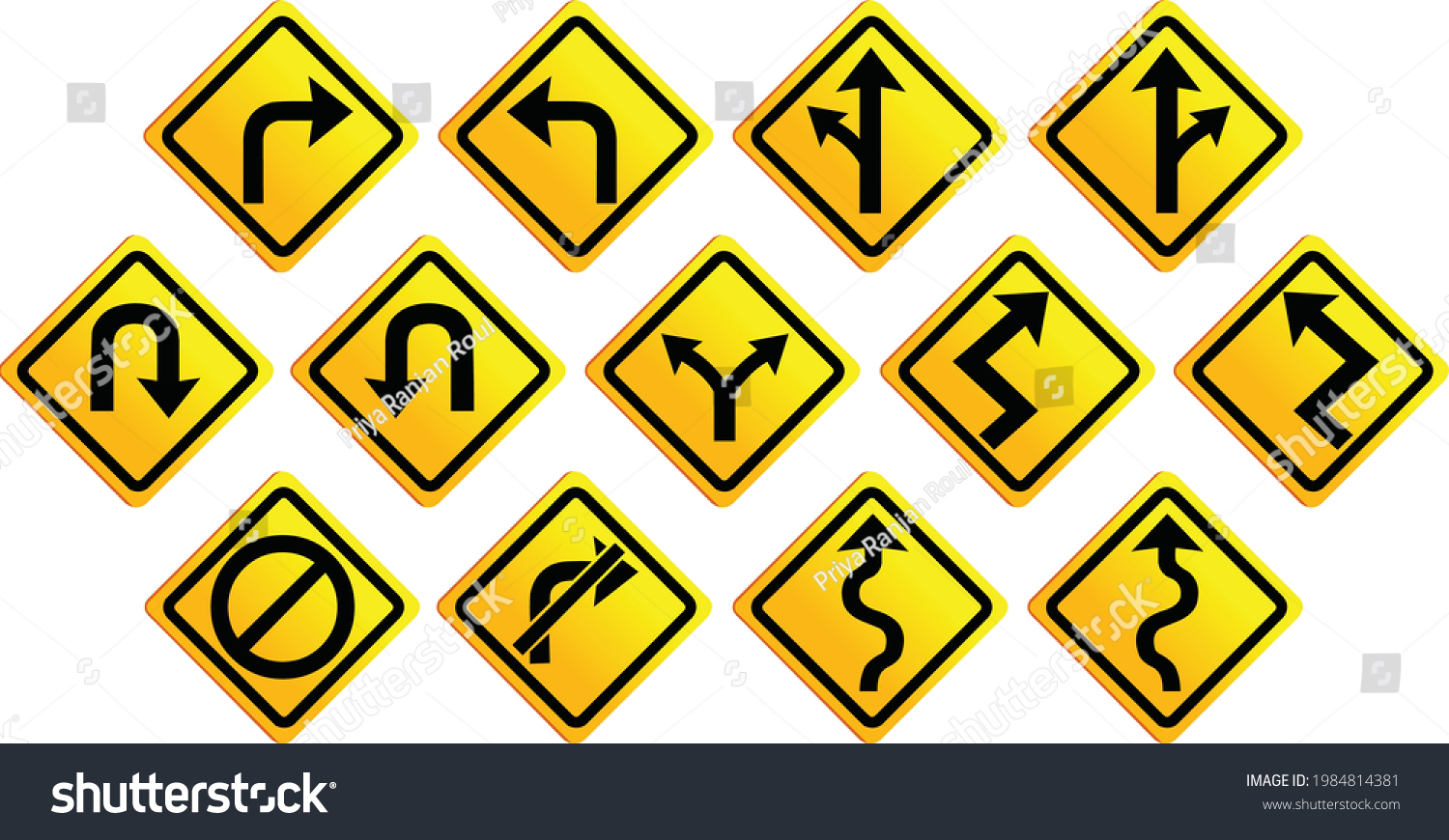 Road Signs Chart Traffic Signal Vector Stock Vector (Royalty Free ...