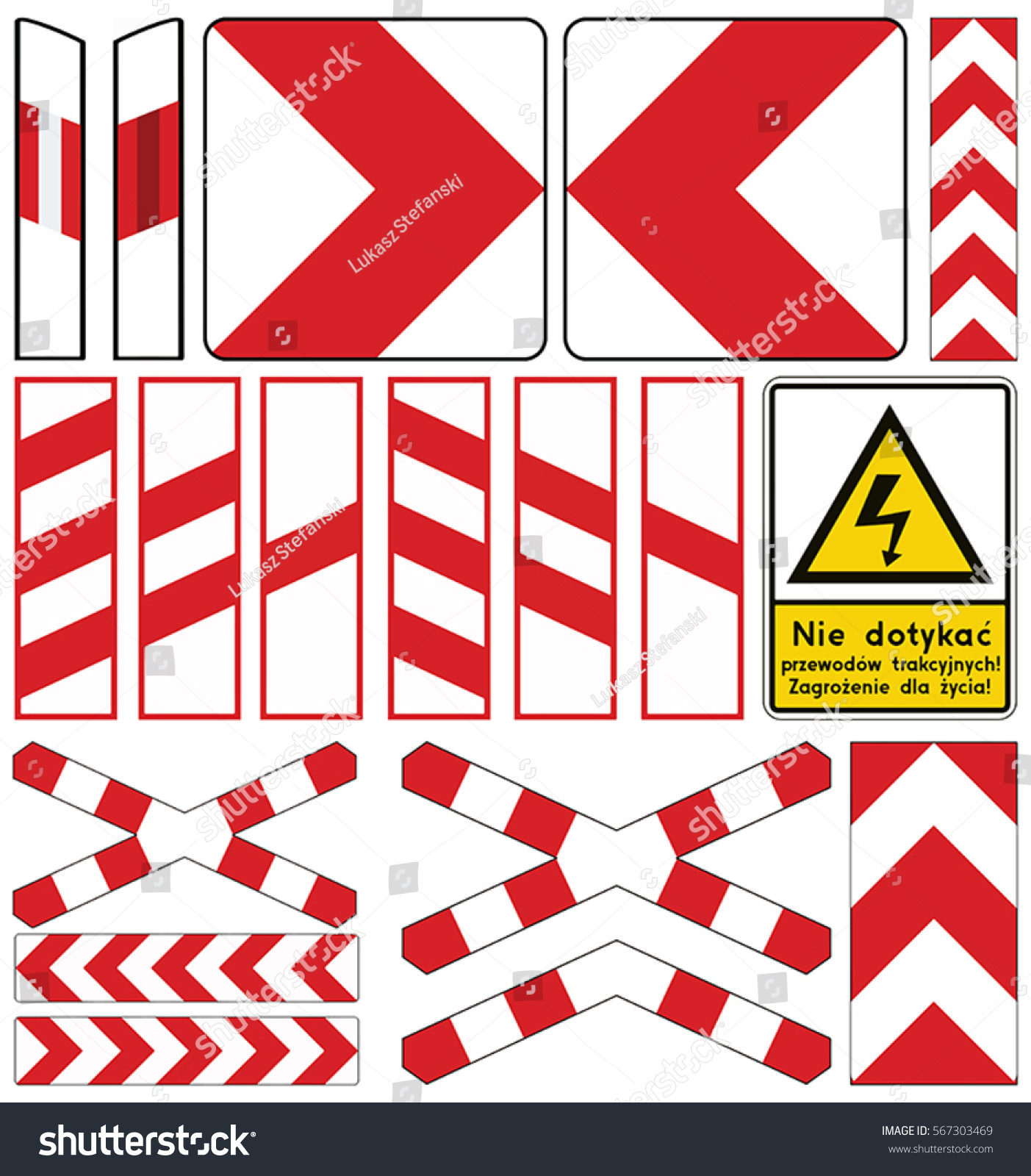 Road Signs Poland Level Crossing Signs Stock Vector Royalty Free