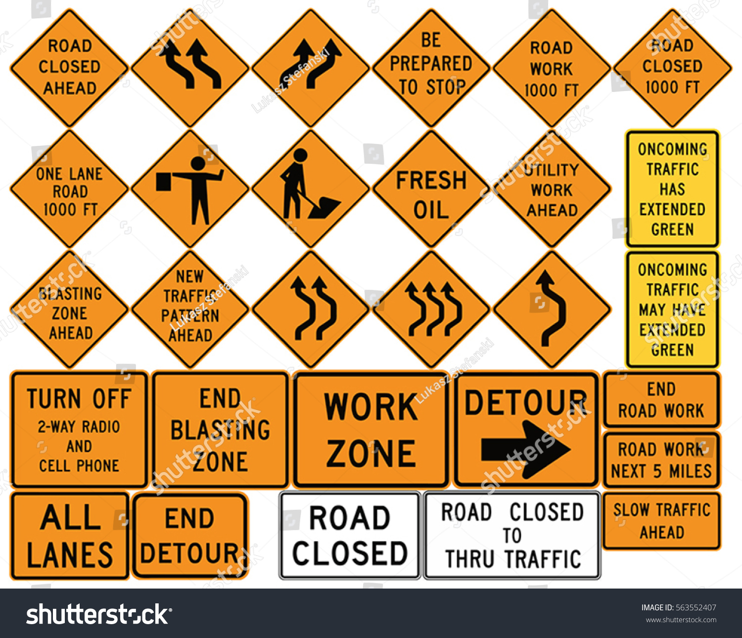 Road Signs United States Work Zones Stock Vector 563552407 Shutterstock