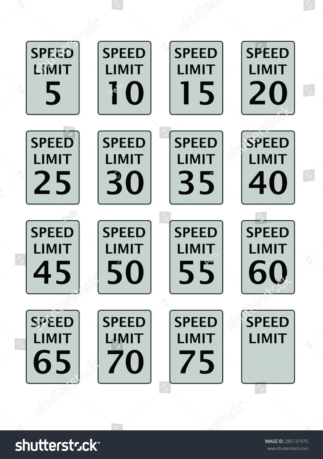 Road Speed Limit Signs In United States Of America - Vector ...