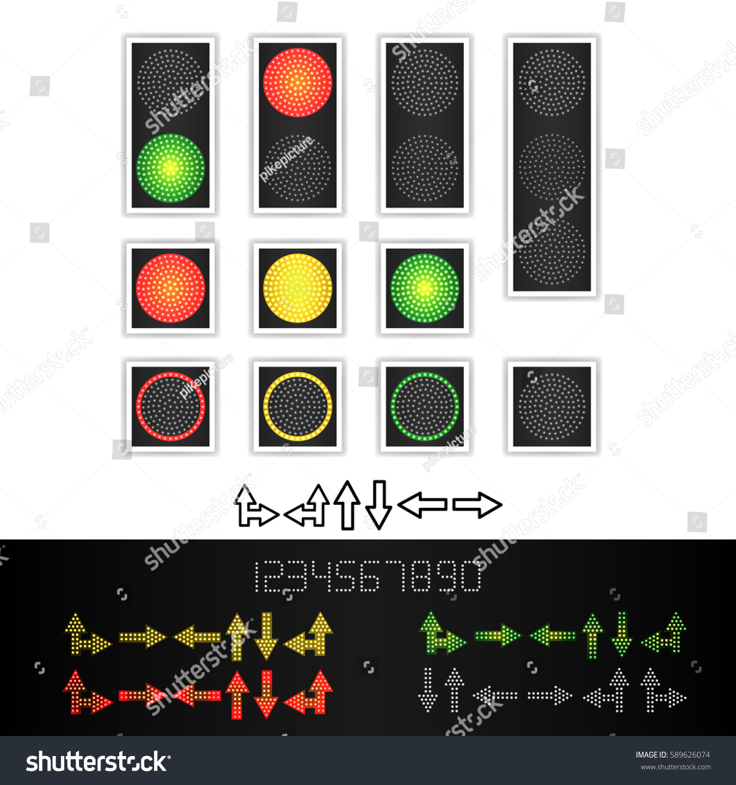 Road Traffic Light Vector Realistic Led 스톡 벡터(로열티 프리) 589626074 ...
