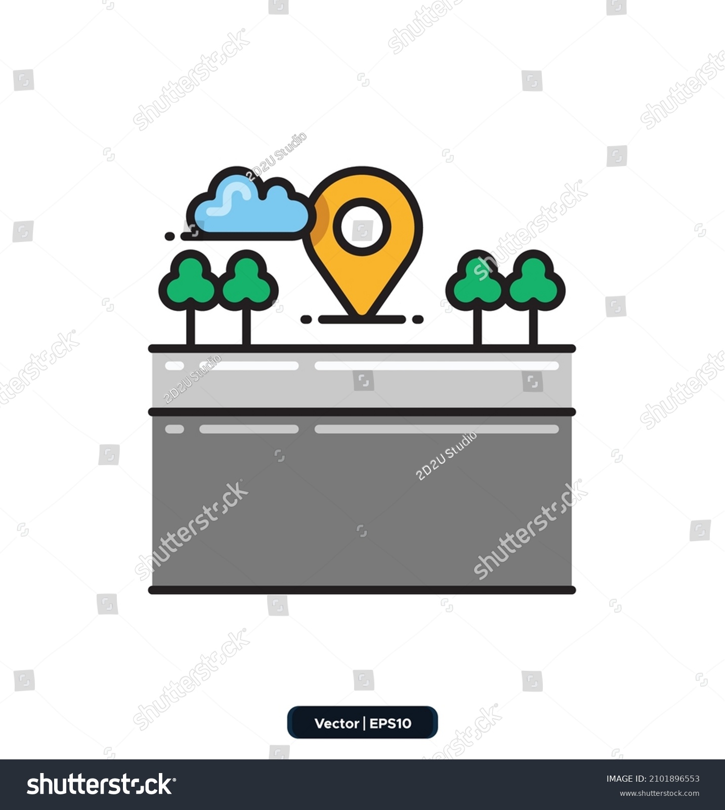 Roadside Icon Map Navigation Icons Icons Stock Vector (Royalty Free ...