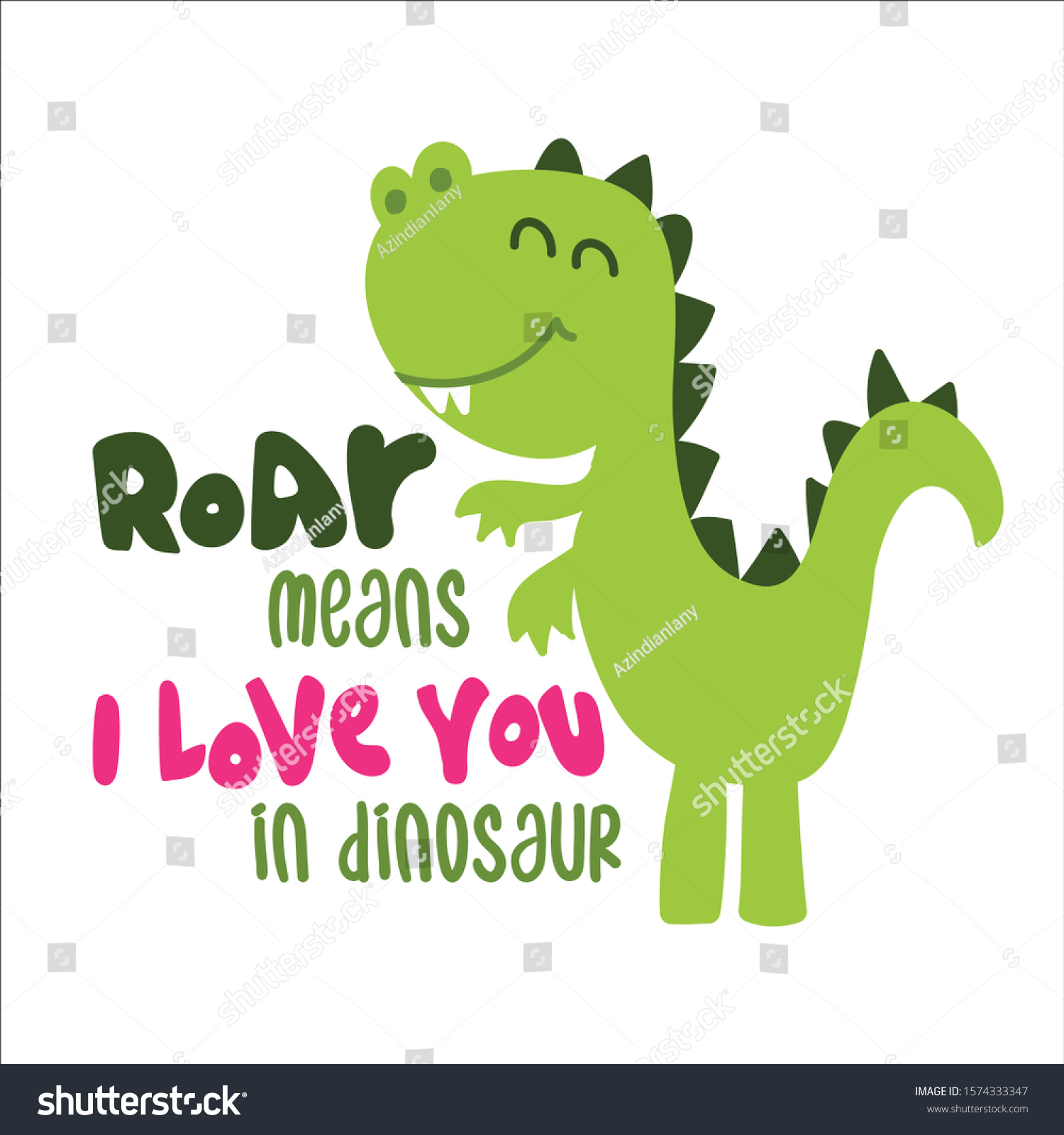 SVG of Roar means I love you in dinosaur - funny hand drawn doodle, cartoon dino. Good for Poster or t-shirt textile graphic design. Vector hand drawn illustration. svg