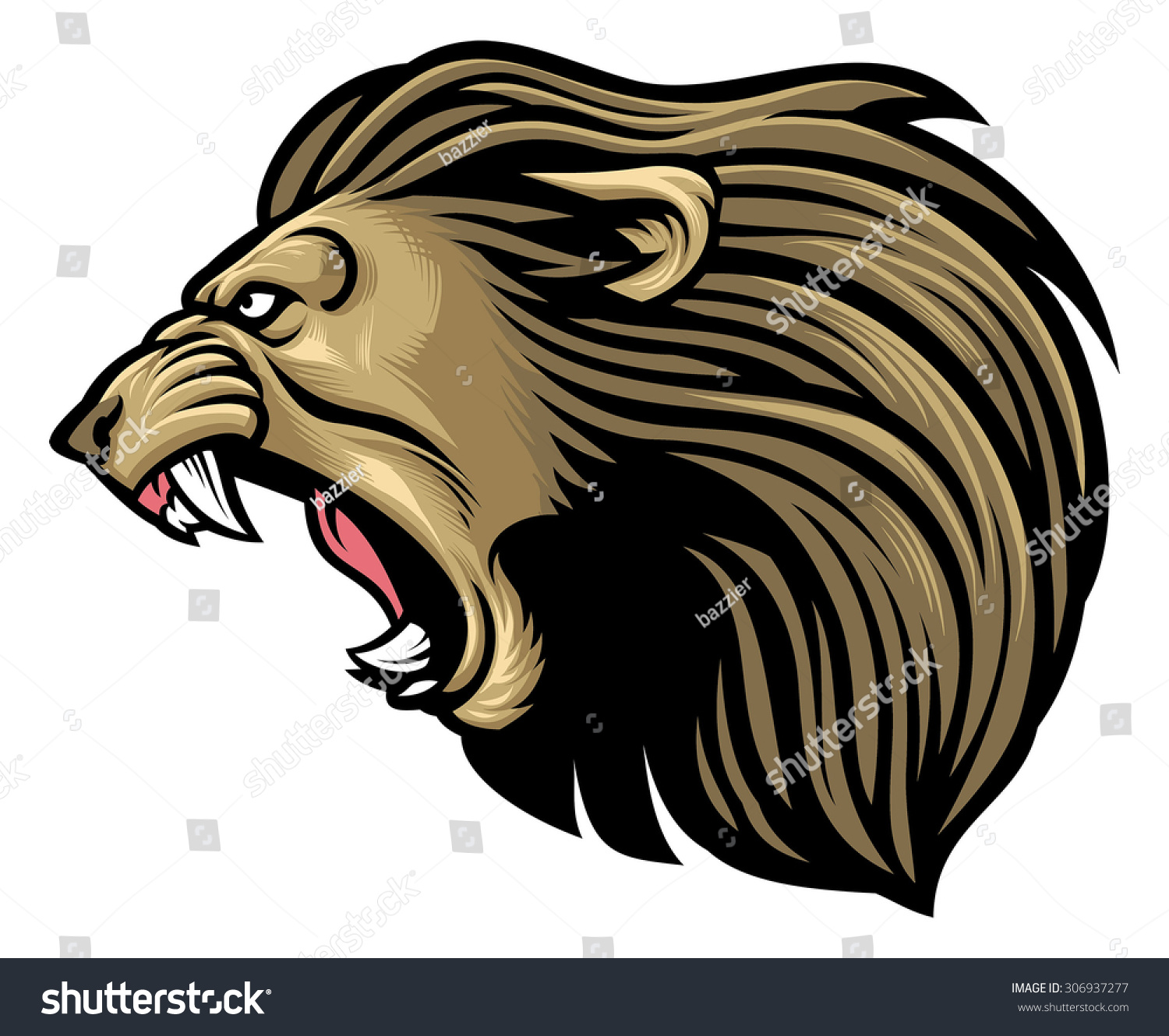 Roaring Lion Head Stock Vector 306937277 - Shutterstock