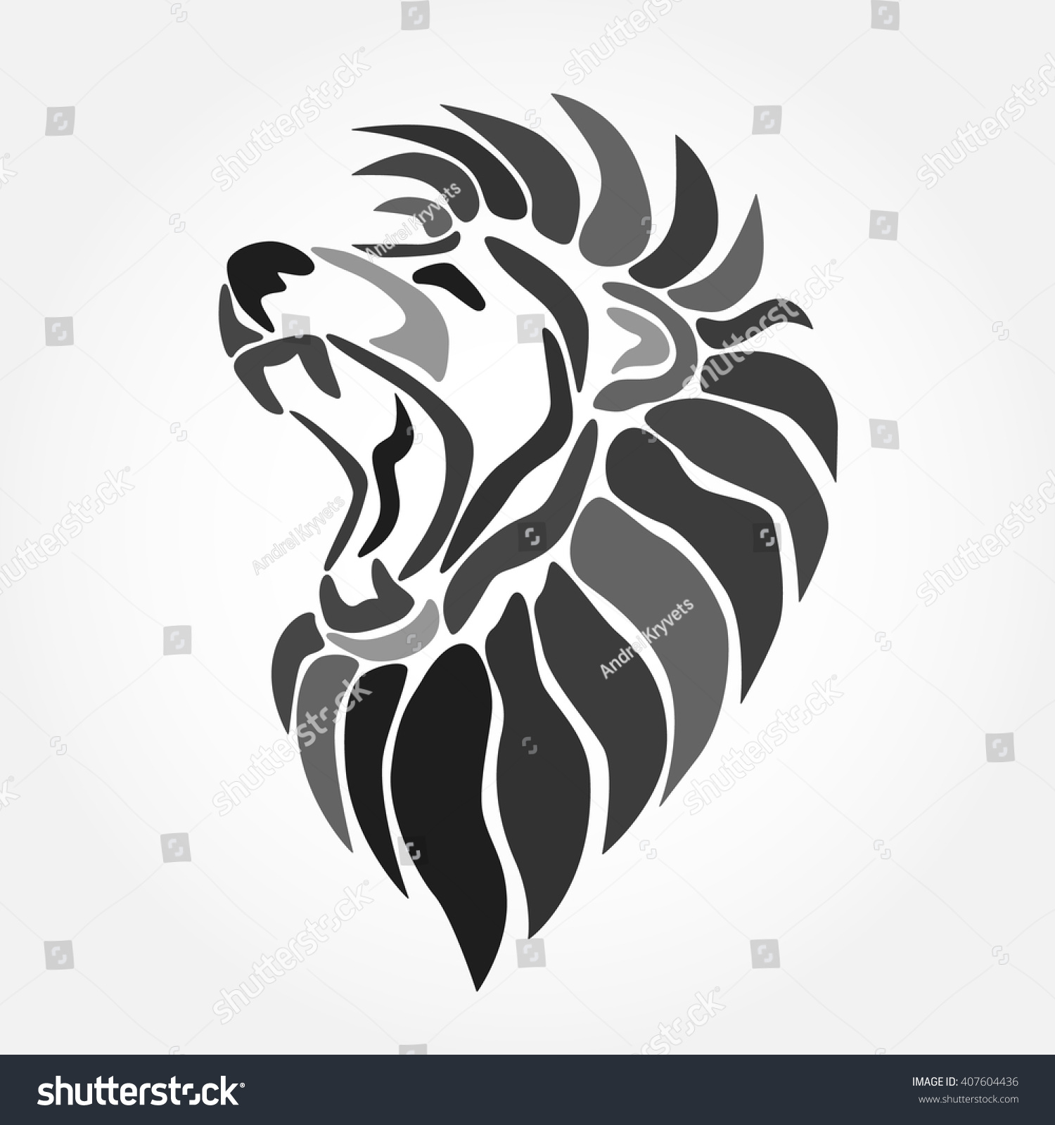 Roaring Lion Head. Stock Vector 407604436 : Shutterstock