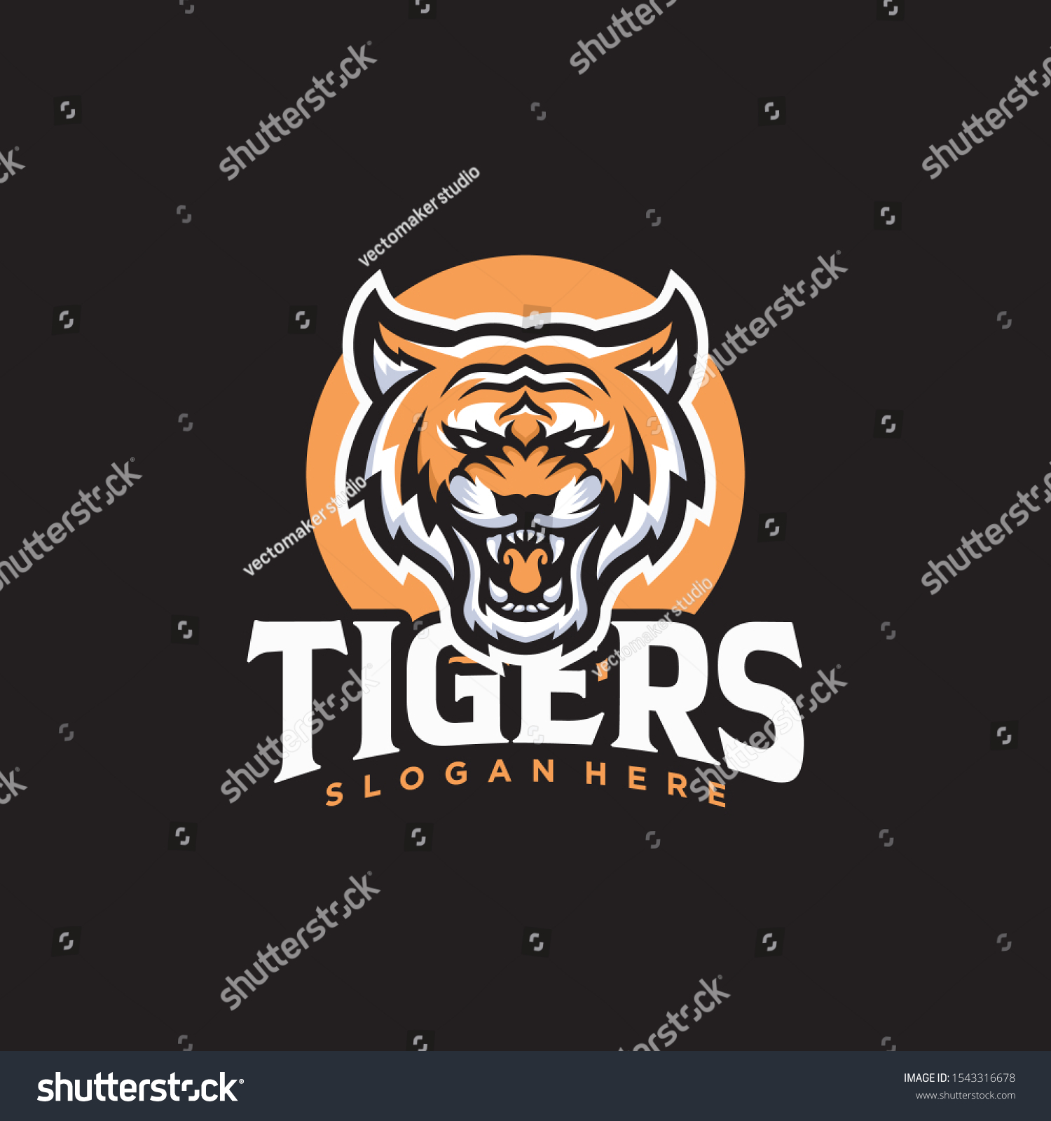 Roaring Tiger Logo Design Vector Illustration Stock Vector (royalty 