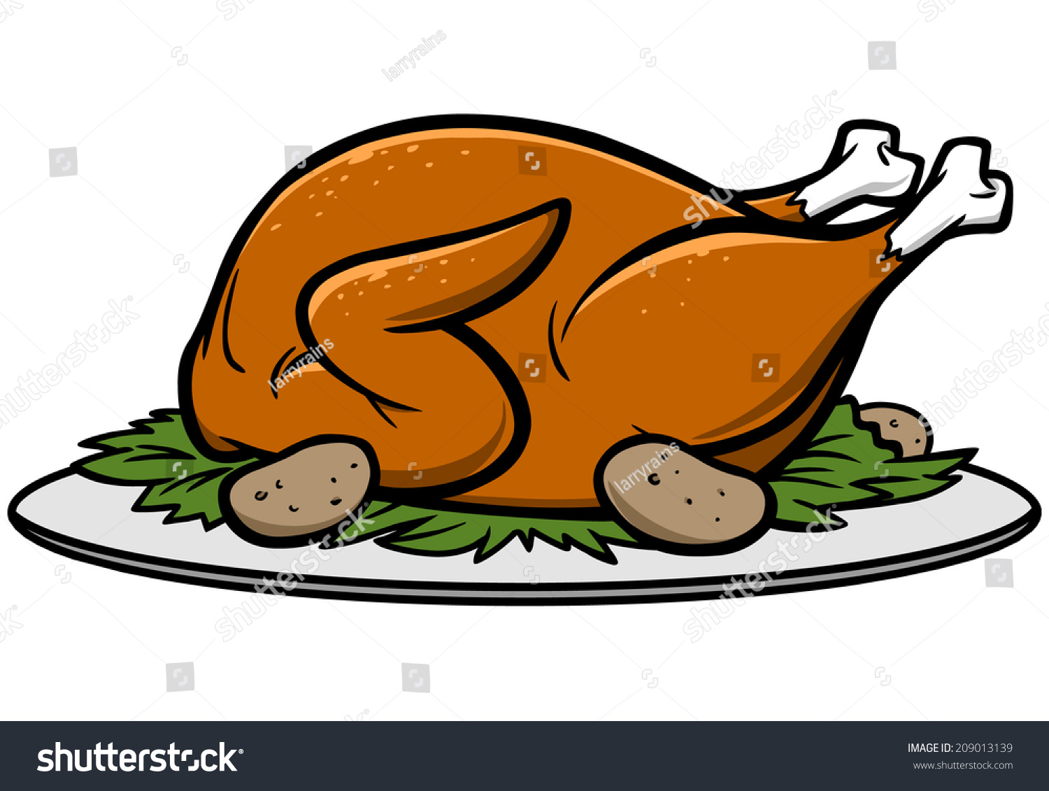 Roast Turkey Dinner Stock Vector Illustration 209013139 : Shutterstock