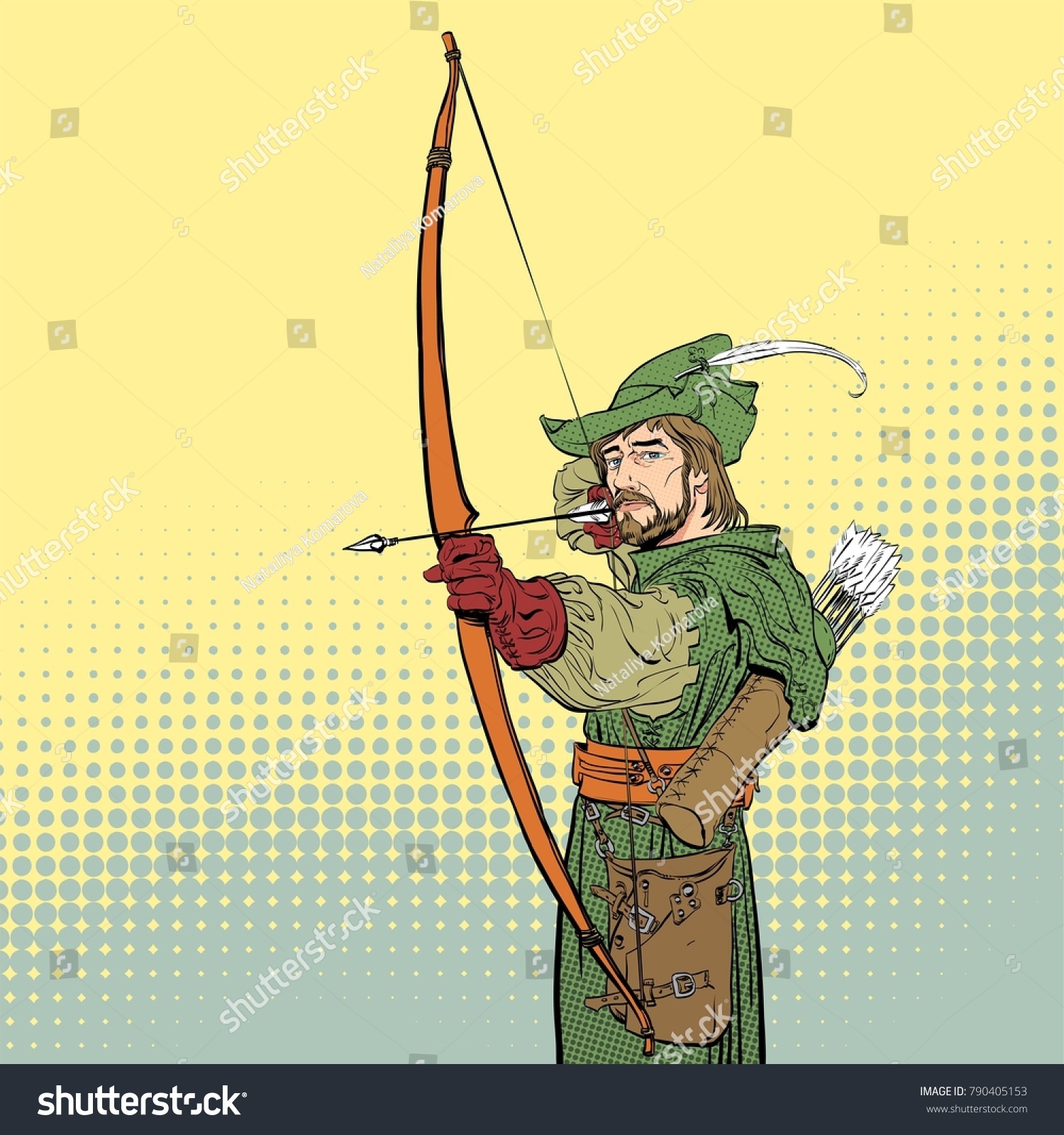 Robin Hood Aiming On Target Robin Stock Vector (Royalty Free) 790405153