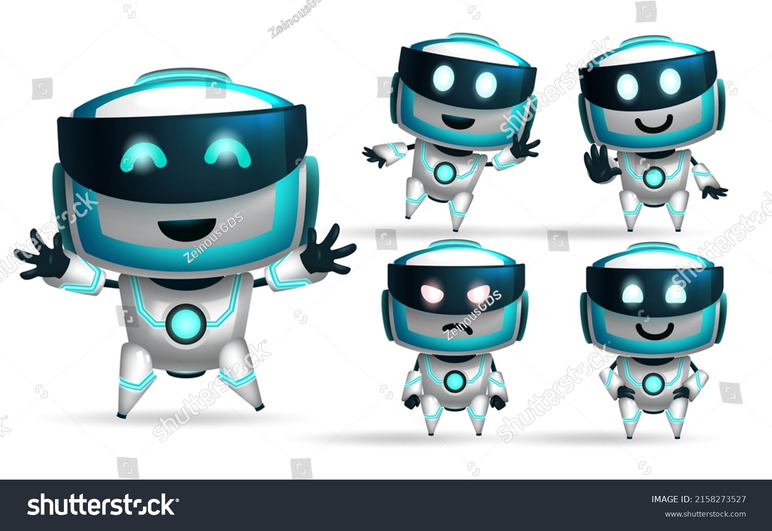 Robot Characters Vector Set Robotic 3d Stock Vector (Royalty Free